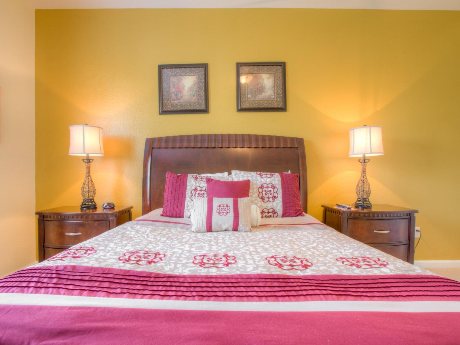 Comfy pillows and a good book, the ultimate relaxation for a good vacation can be found in this luxurious cozy bedroom.