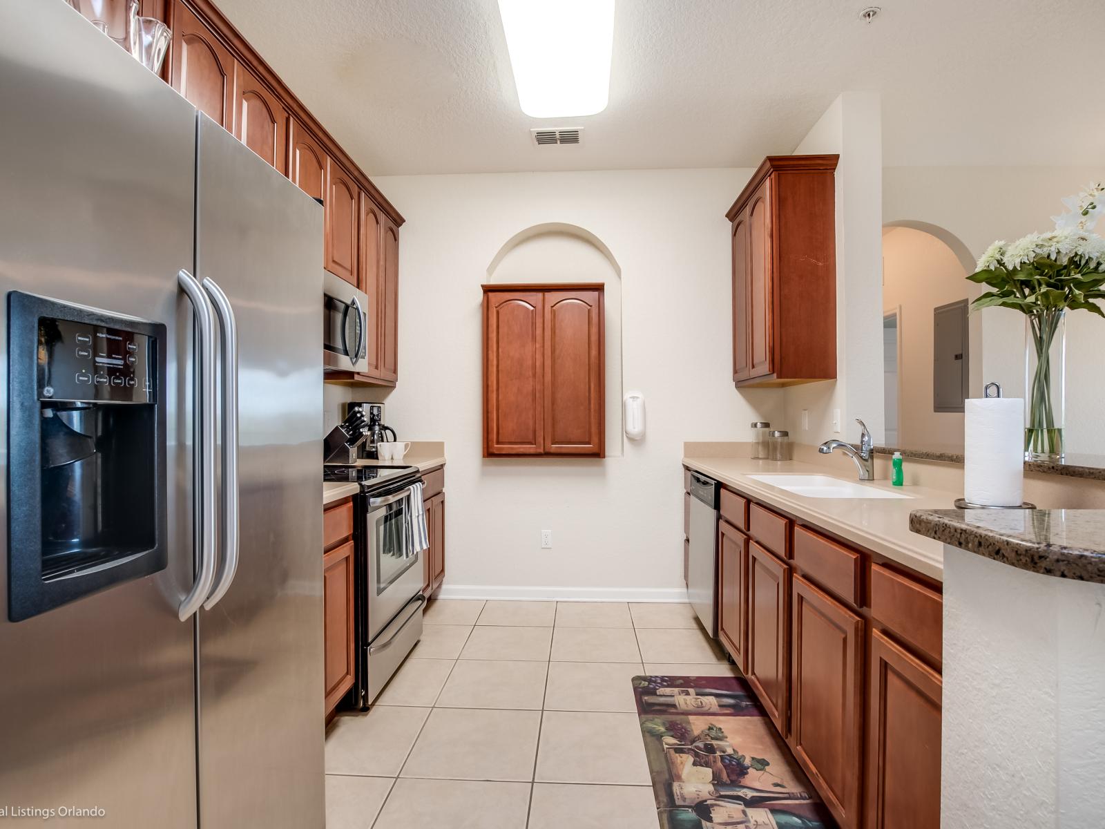 Kitchen Sophistication: Elevate your culinary experience in our condo's fully furnished kitchen, where an open layout and contemporary design come together seamlessly