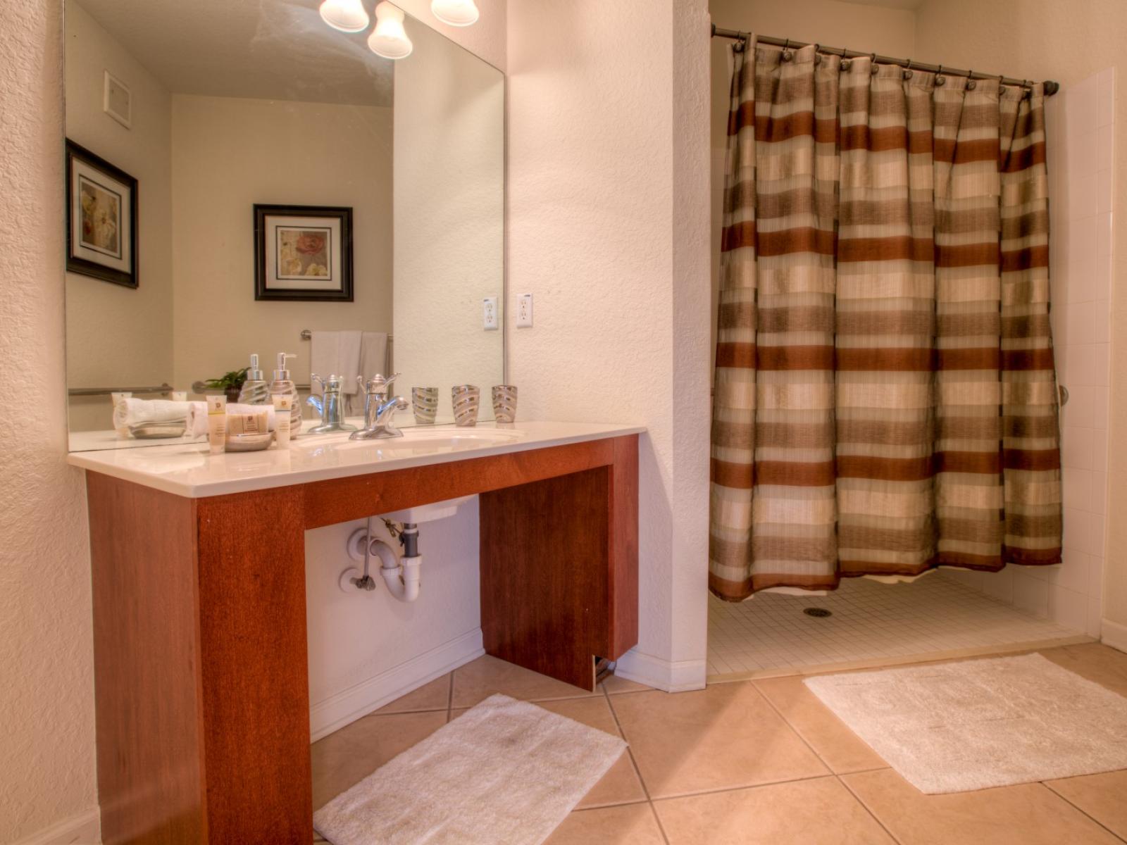 This ensuite bathroom offers a tranquil retreat, perfect for unwinding after a long day.