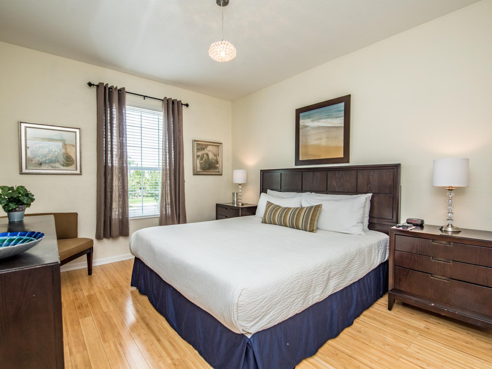 Enjoy a cozy and happy place  in this modern style bedroom.