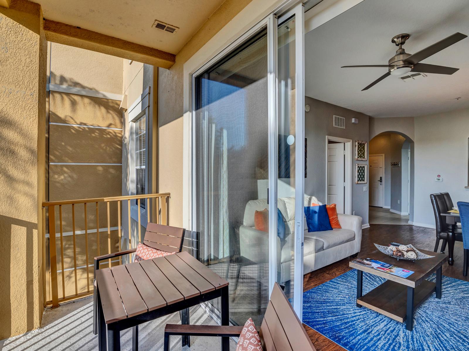 Relax and unwind on the balcony connected with spectacular living area while enjoying breathtaking sunset views overlooking Lake Cay.