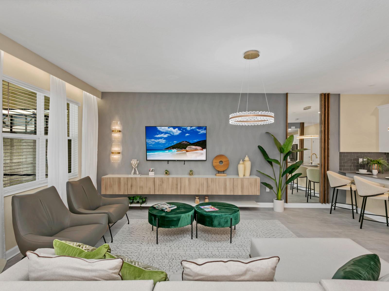 Our Living Area Flows Effortlessly into the Dining Space, Creating a Welcoming Atmosphere for Shared Moments and Memorable Meals. With Comfortable Seating and Elegant Décor, It's Where Comfort Meets Style.