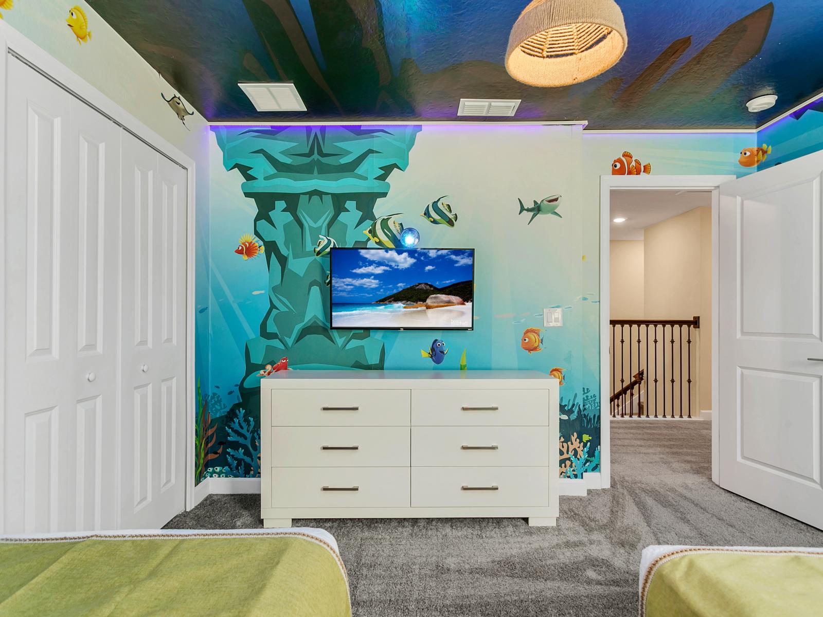 The Little Mermaid themed bedroom, serene escape where you can indulge in ultimate comfort