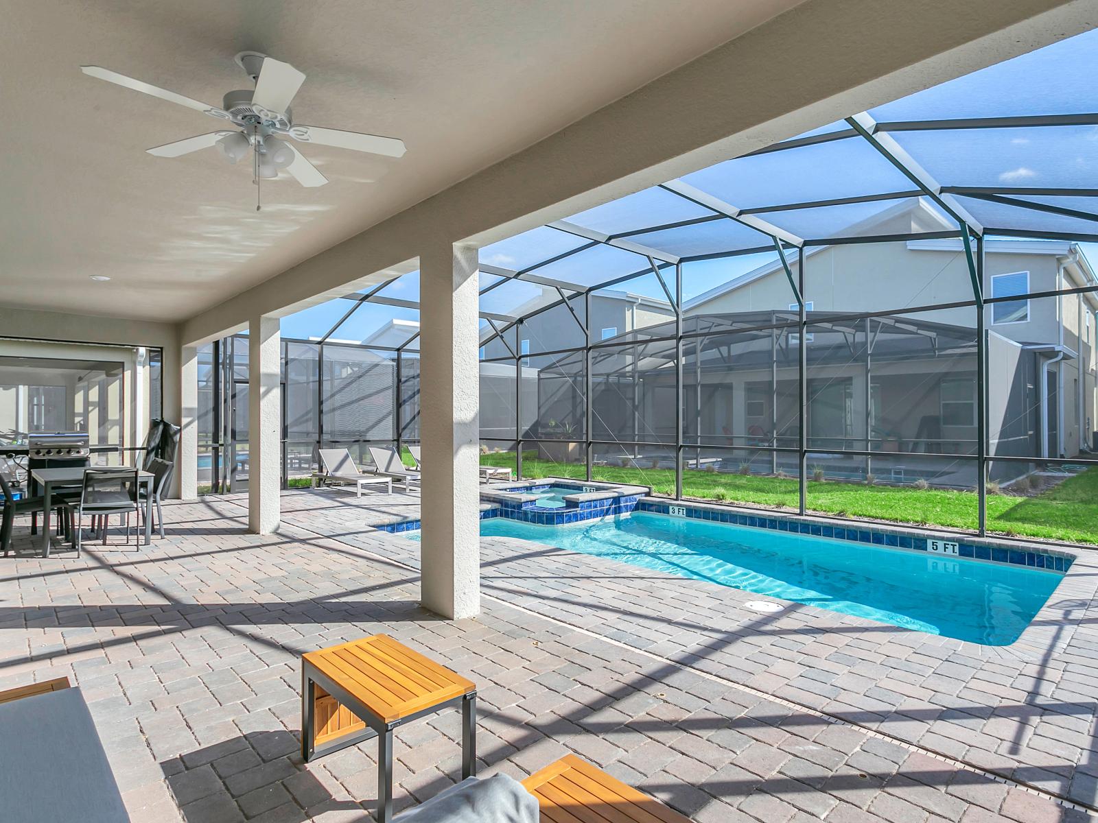 Recharge in your own private pool or delight in the spacious outdoor patio, ideal for entertaining, boasting a private splash pool and plenty of outdoor seating.