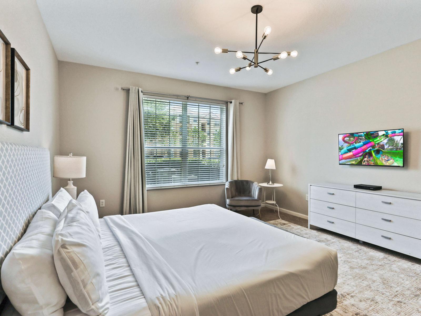 Bedroom 1 Splendor: Experience luxury in our condo's master bedroom – a haven of comfort and style that redefines the art of relaxation