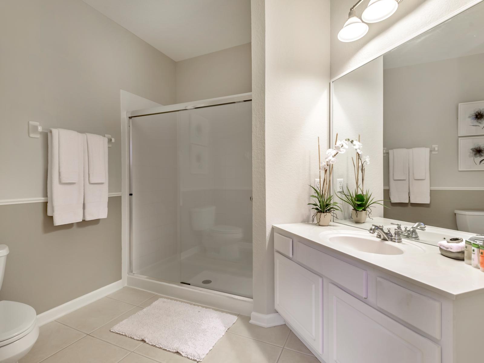 Ensuite bathroom of the Master's bedroom with a walk in shower to close for privacy.