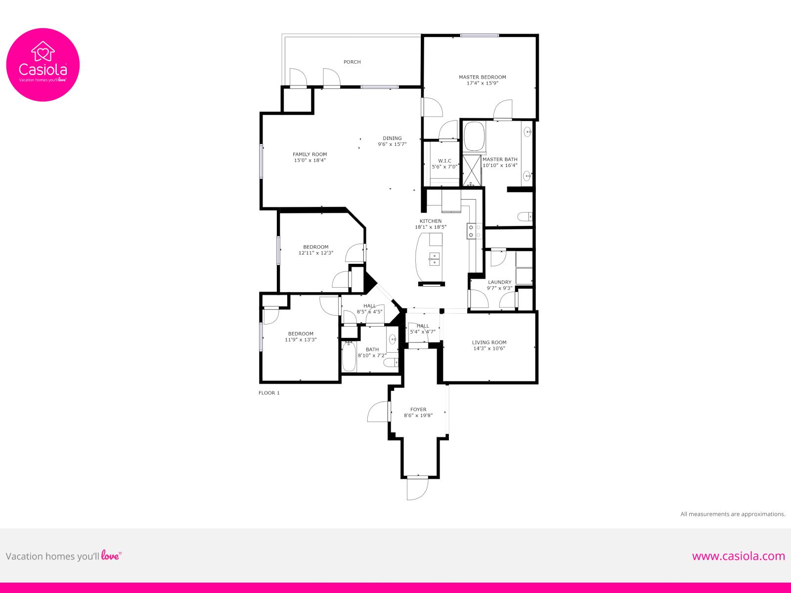 Explore the spacious layout of our resort with this detailed floorplan, designed to maximize comfort and convenience for your stay.