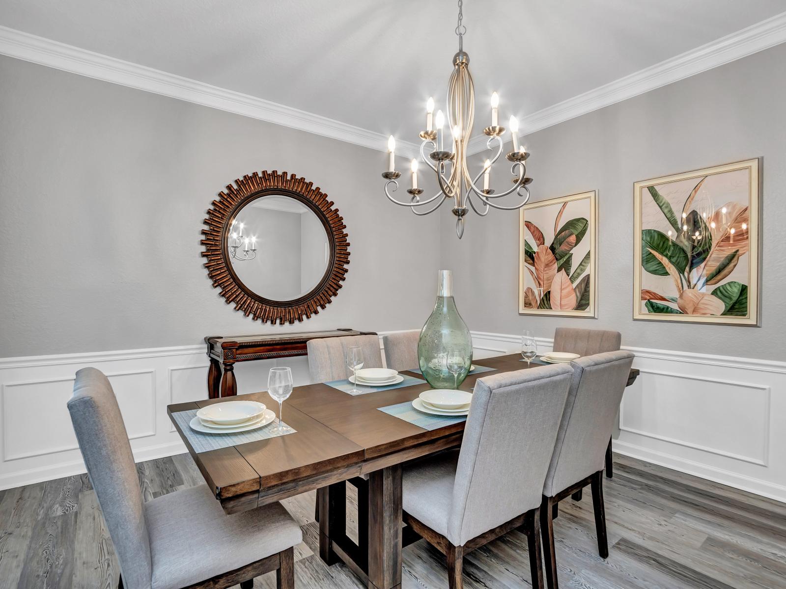 Functional and Stylish: Discover a functional and stylish kitchen with a countertop table, perfect for both meal prep and casual dining.