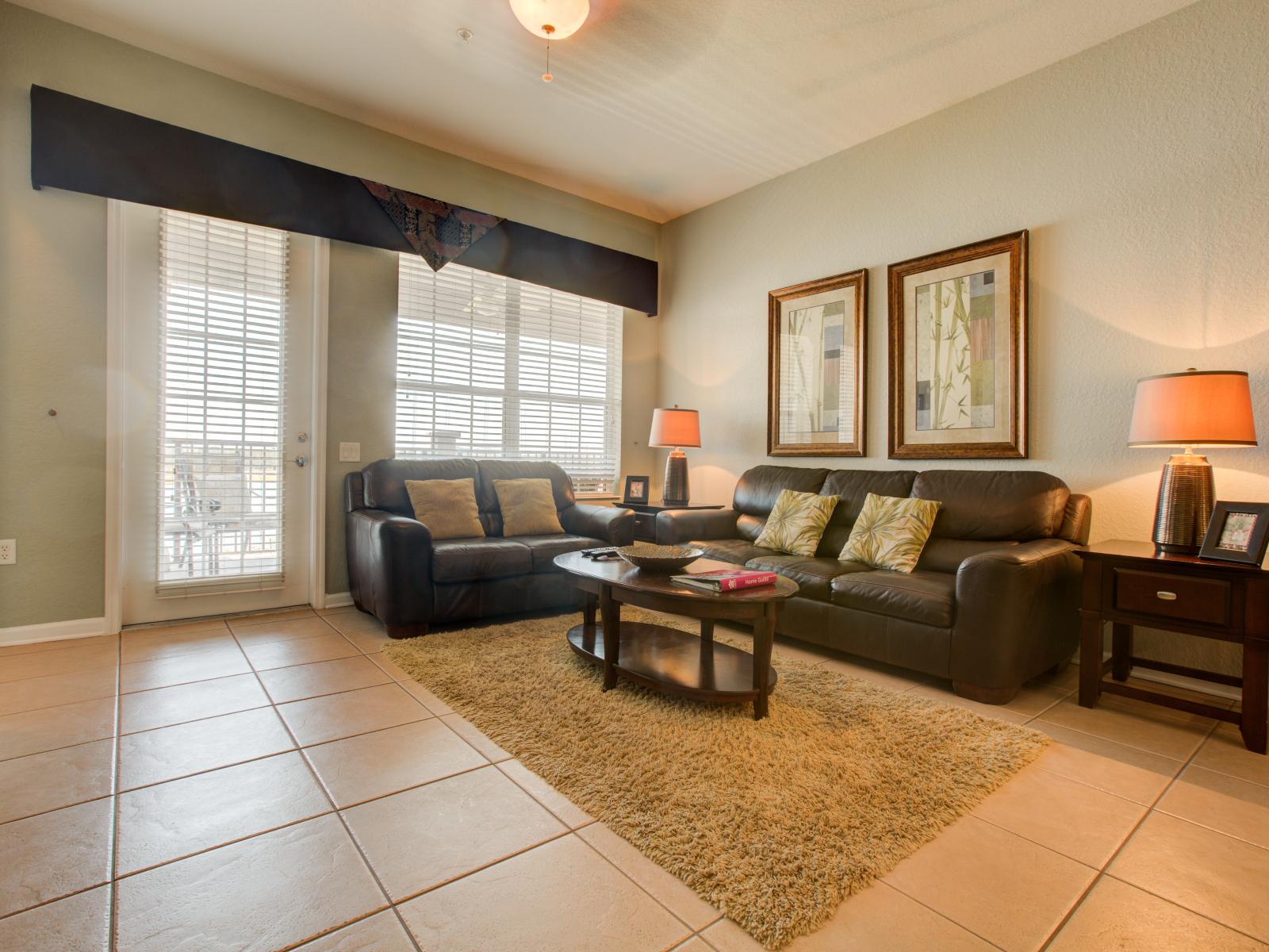 Unwind in style in this elegant living room – where plush comfort meets sophisticated design, inviting relaxation and leisure amidst rustic furnishings and tranquil ambiance.