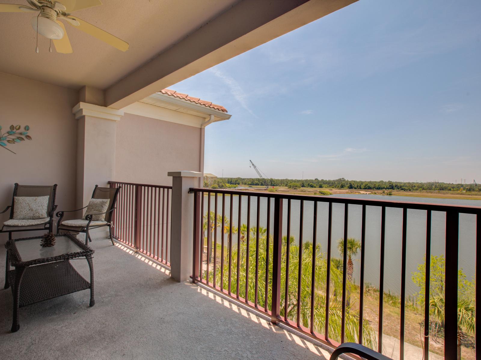 Step out onto this balcony and immerse yourself in the vibrant atmosphere of Vista Cay Resort.