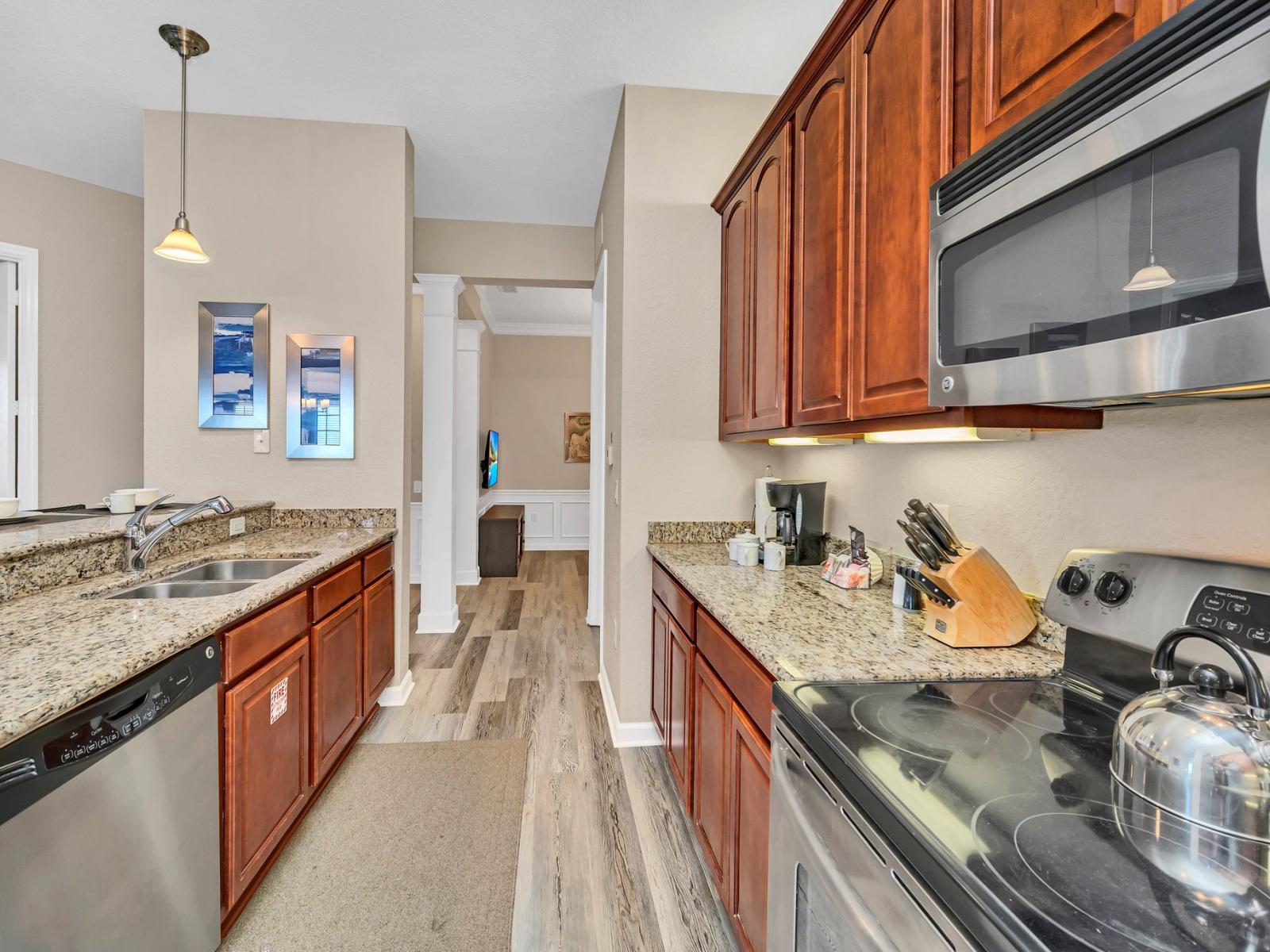 This stylish kitchen captures the essence of modern design, blending functionality and aesthetics seamlessly for a perfect cooking and gathering space.