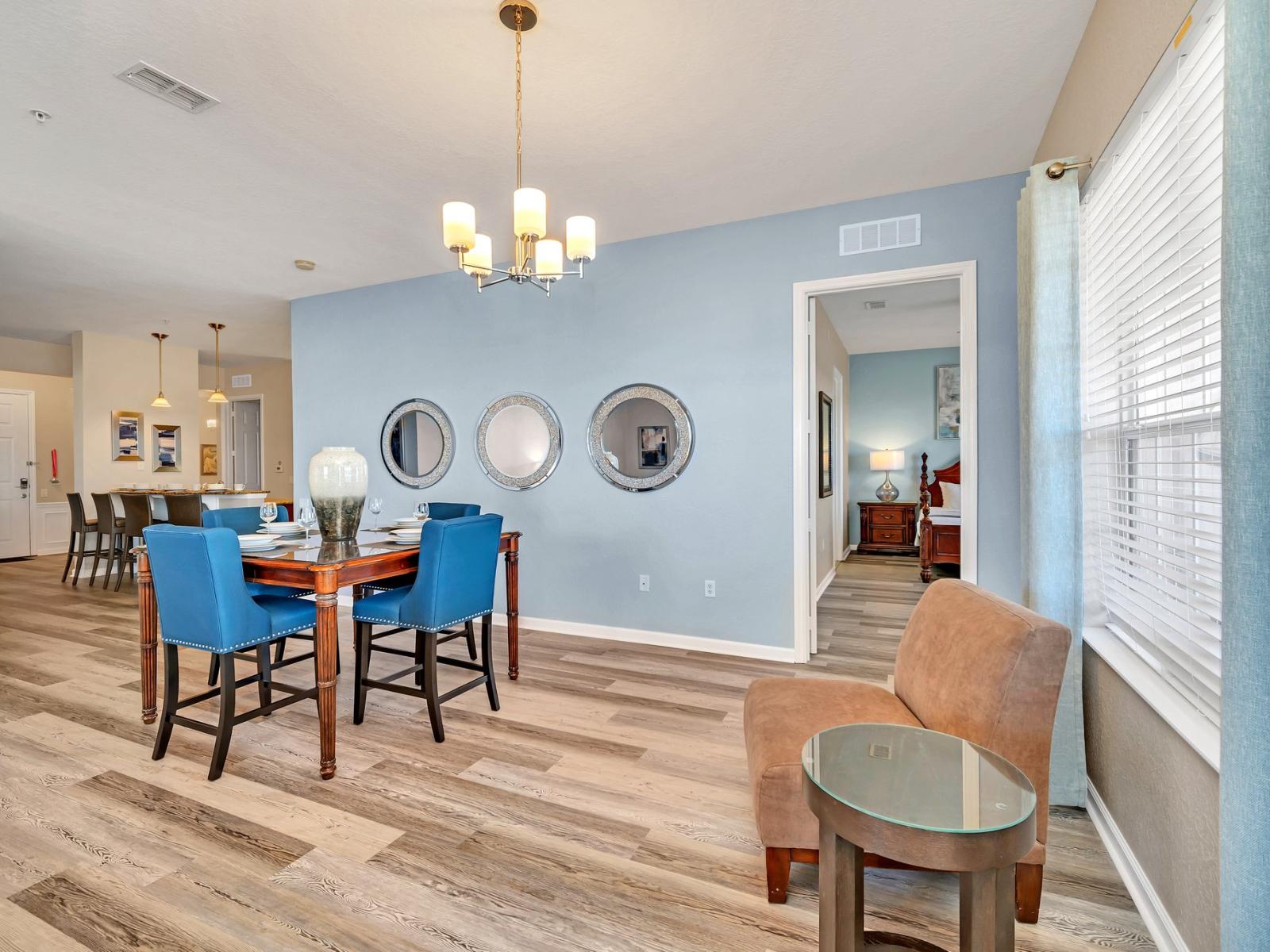 Unified Elegance: The kitchen, dining, and living areas come together in seamless harmony. A space where culinary delights, shared meals, and relaxation intertwine, creating an atmosphere of unity and elegance for all to enjoy.