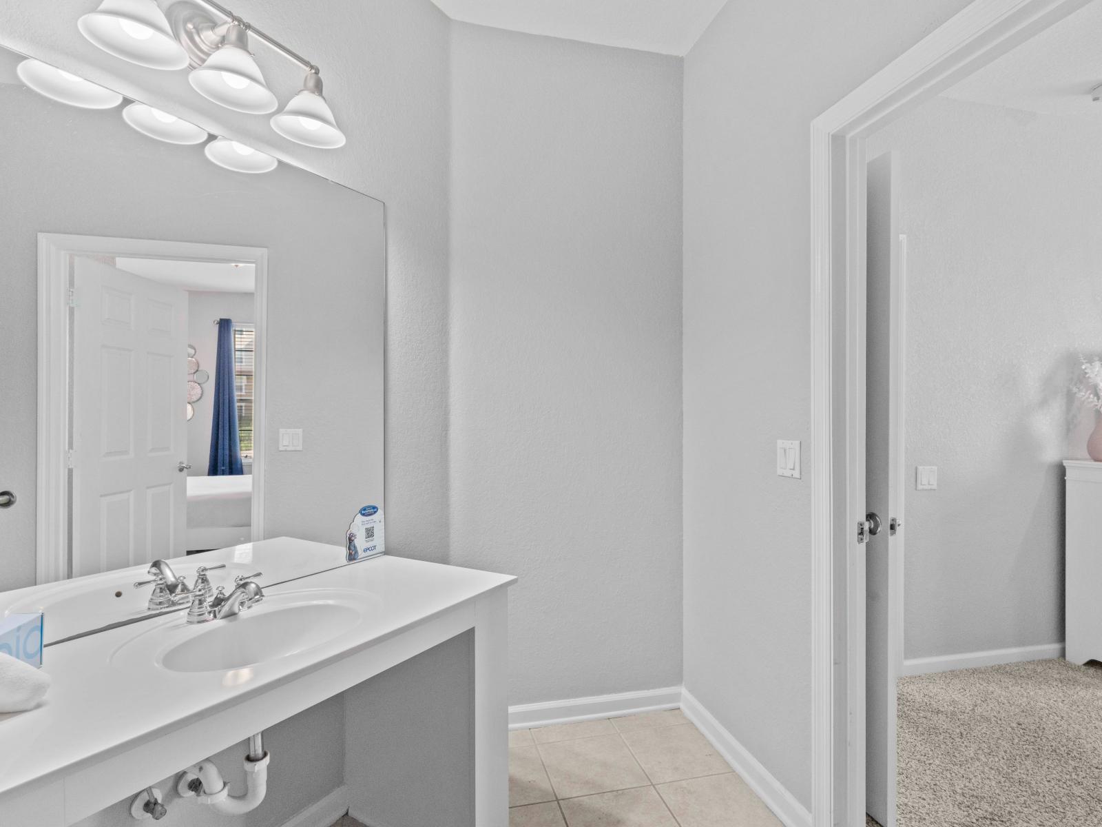 Indulge in luxury and convenience in our vanity area and bathroom. This stylish space is designed for your comfort, offering a perfect blend of functionality and elegance for your daily self-care routines.