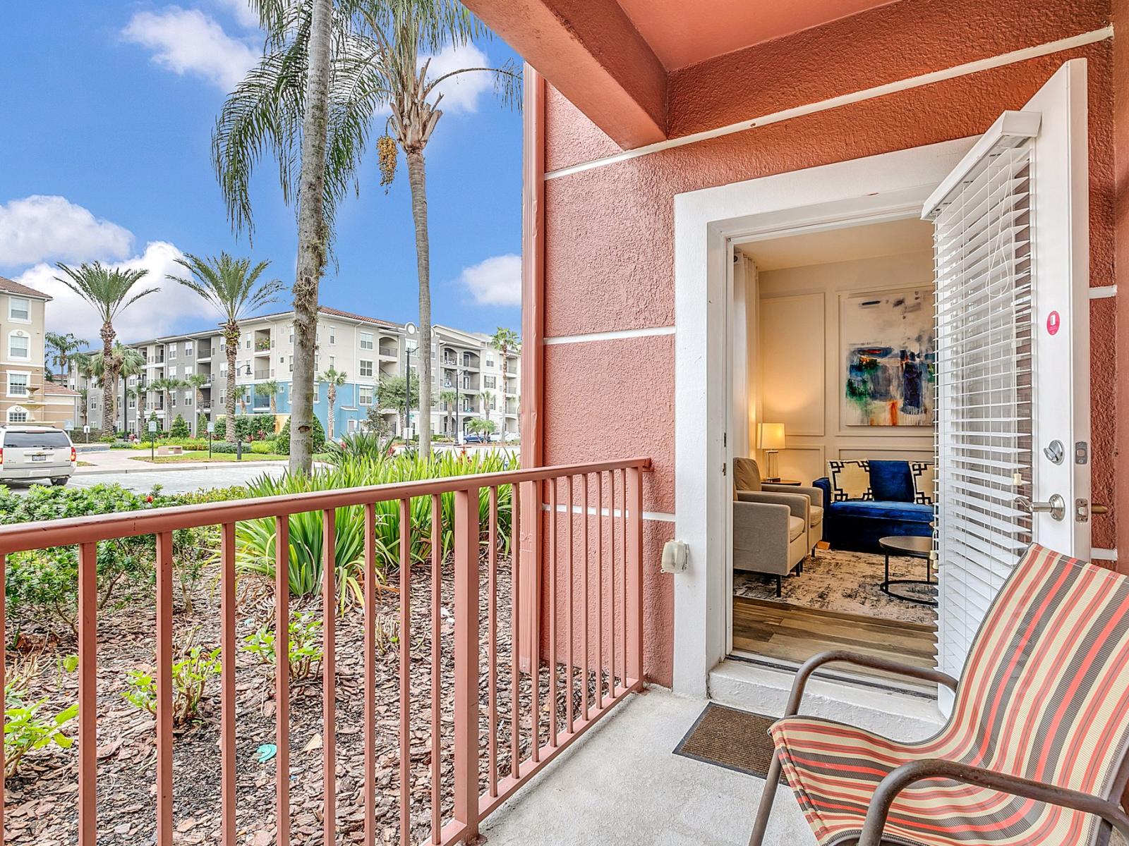 Savor quiet moments on your secluded private balcony, perfect for relaxation.