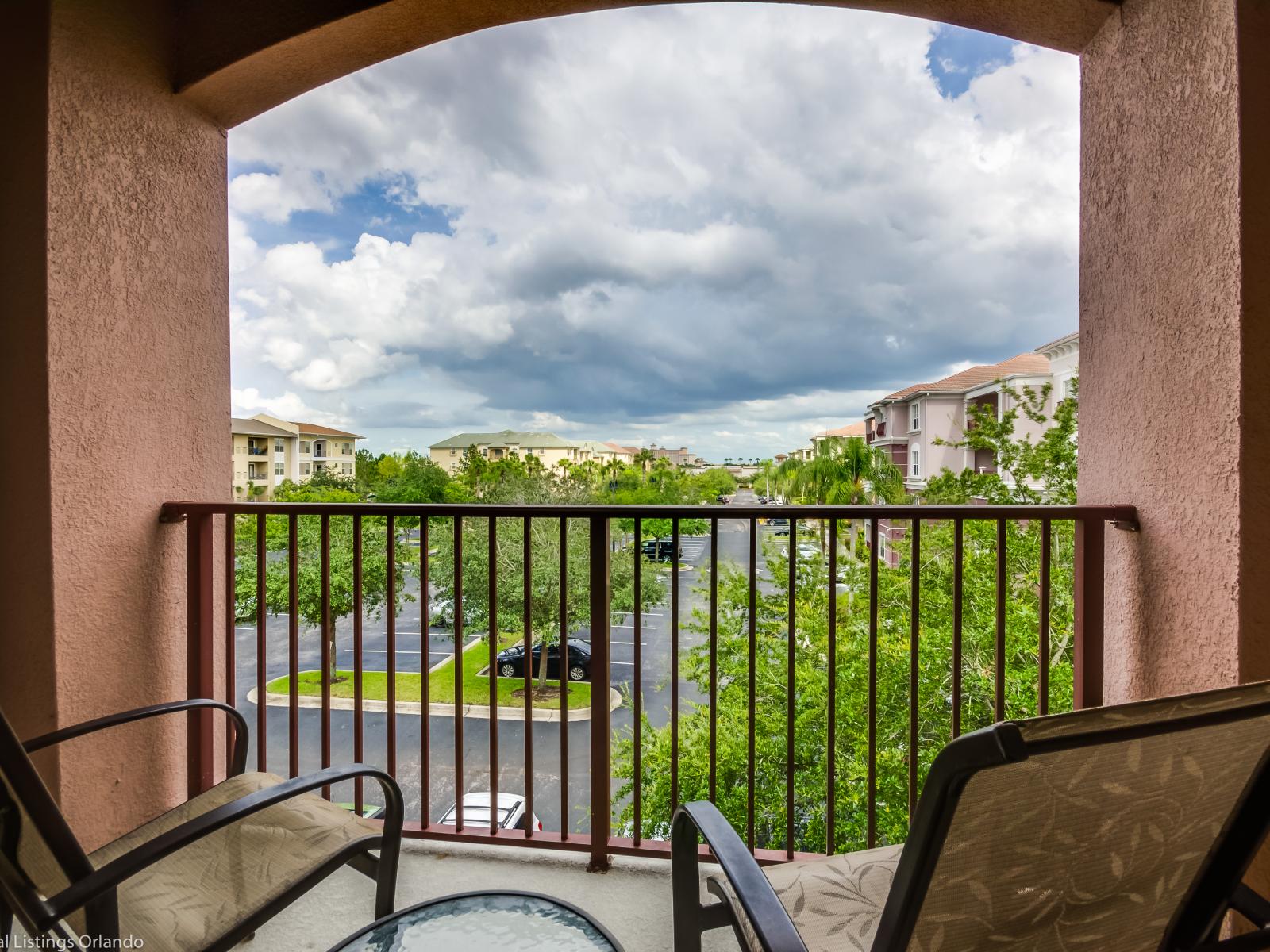 Our terrace beckons with two inviting chairs, offering a tranquil retreat where you can unwind and soak in the peaceful ambiance of the outdoors.