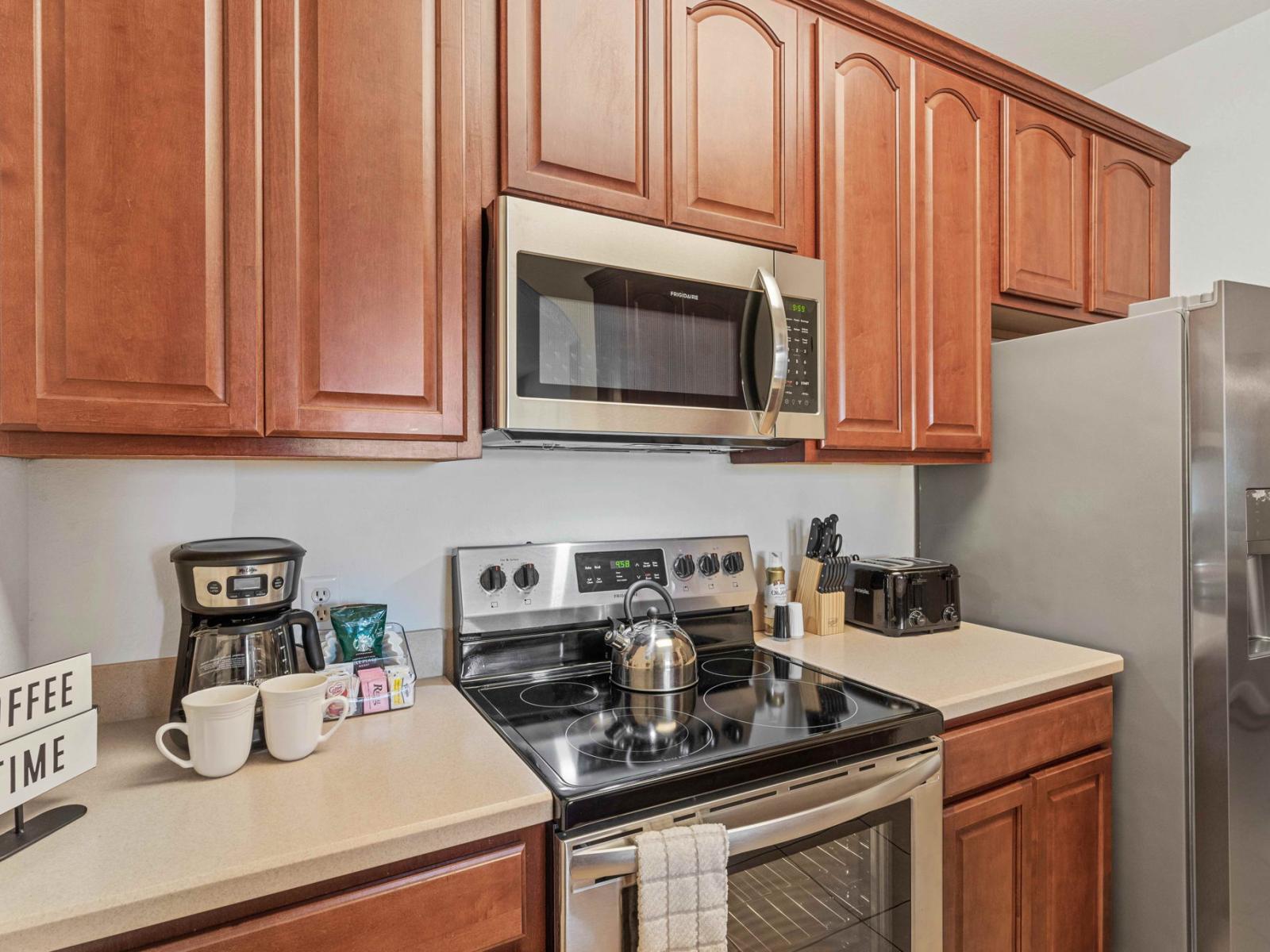 Kitchen Chic: Indulge in the charm of our condo kitchen, a stylish space equipped with everything you need for a seamless and enjoyable cooking experience