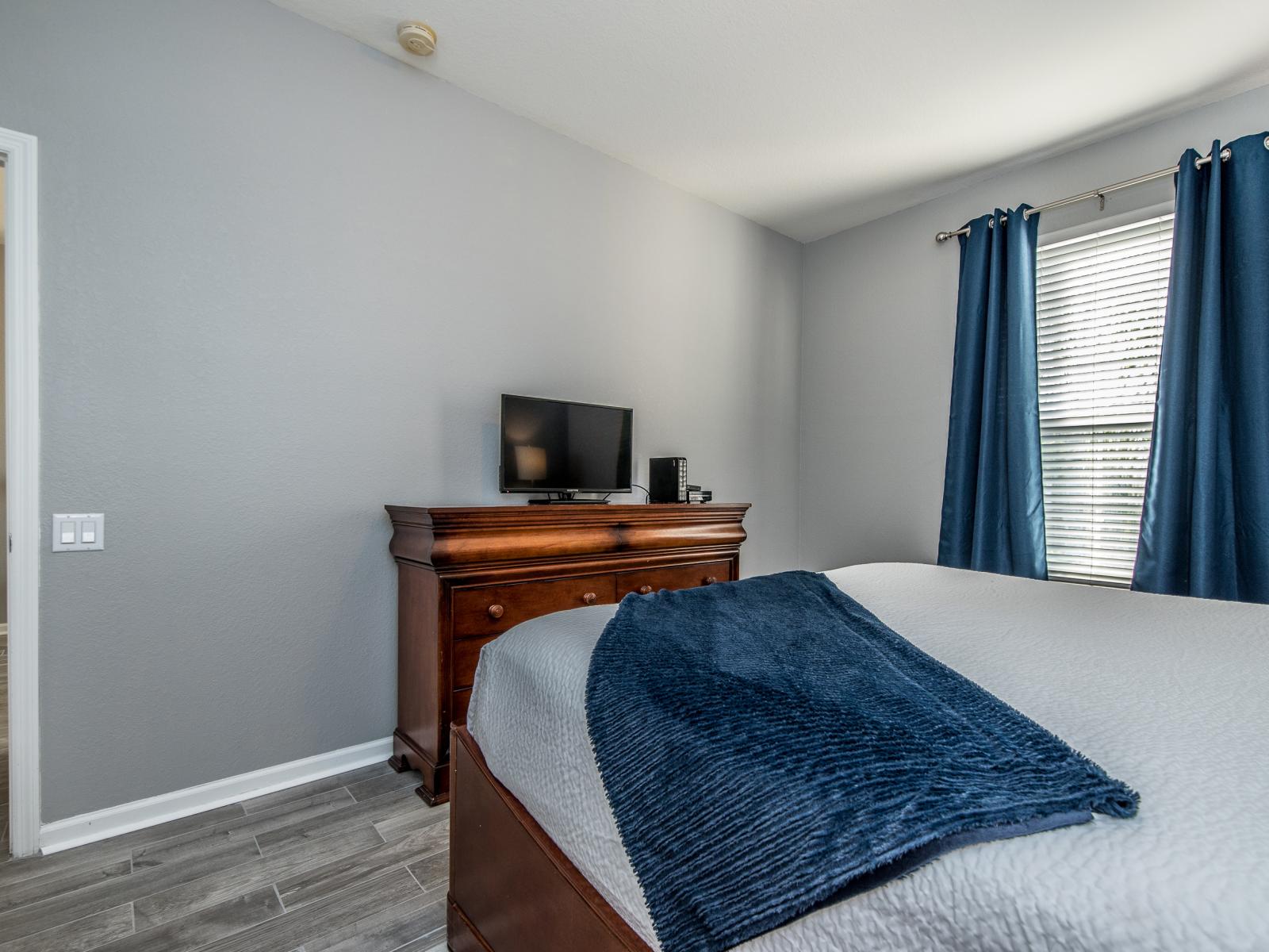 Our master suite bedroom offers a serene escape, blending modern elegance with ultimate comfort for a truly luxurious experience.