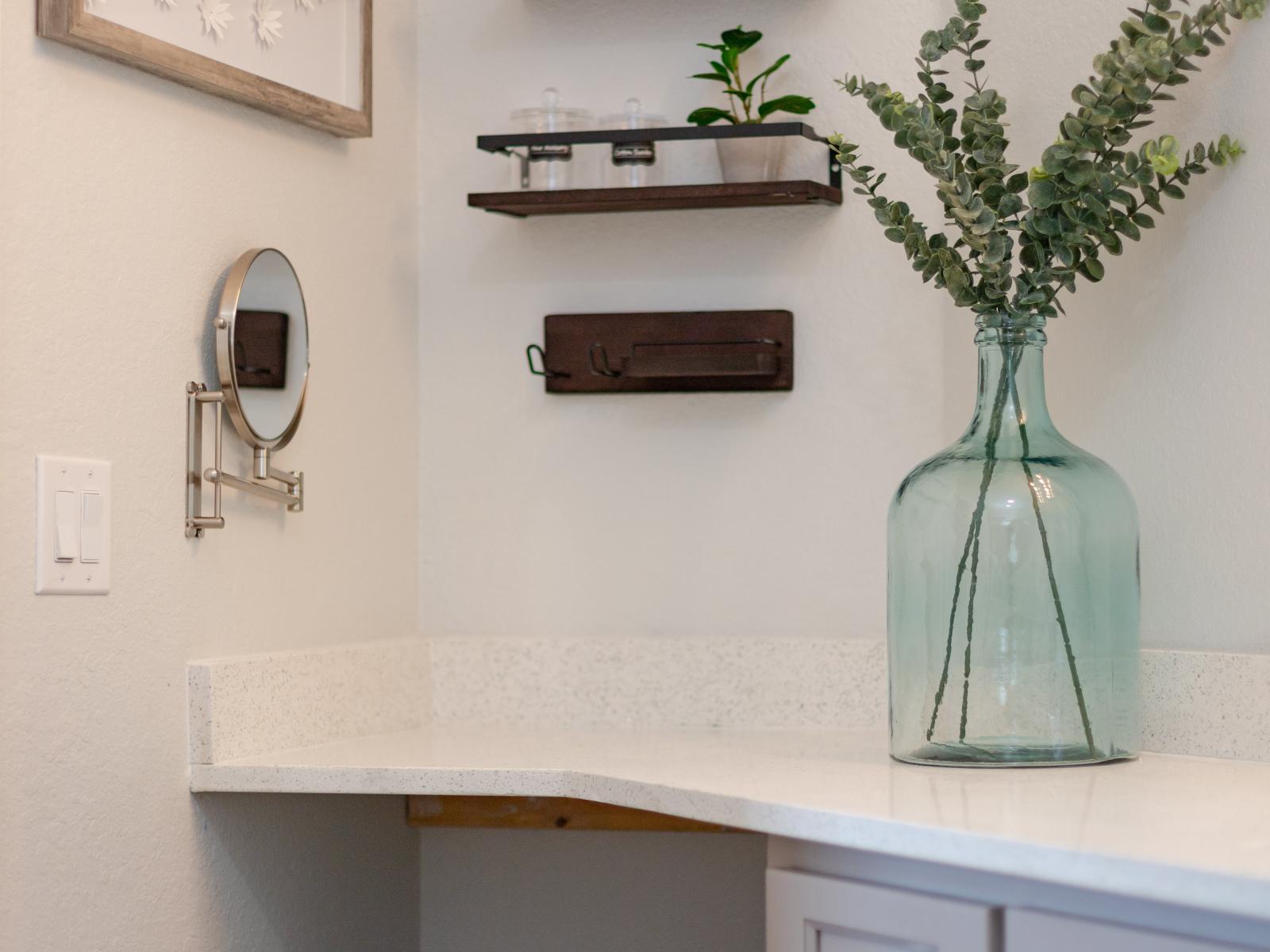 Main bathroom with walk in shower.