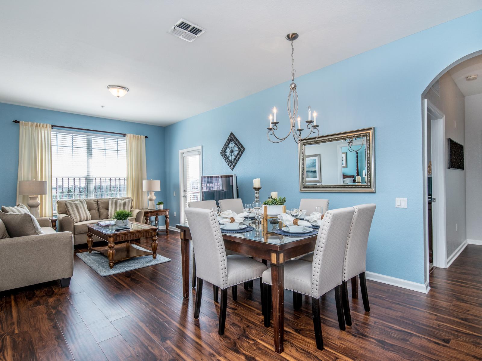 The seamless fusion of dining and living room areas creates a space where every moment is a celebration of luxury and relaxation. Gather, unwind, and savor the essence of elegant living.