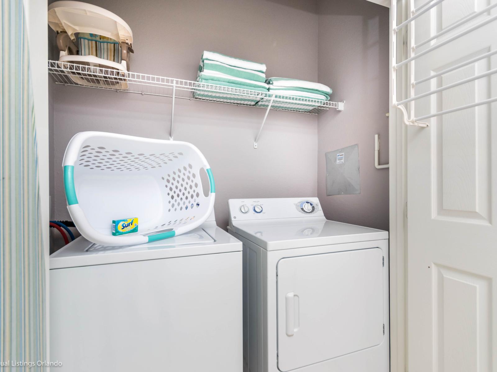 Clean laundry area of the condo in Orlando Florida - Take advantage of modern laundry facilities - Making it easy for you to keep your wardrobe in top condition