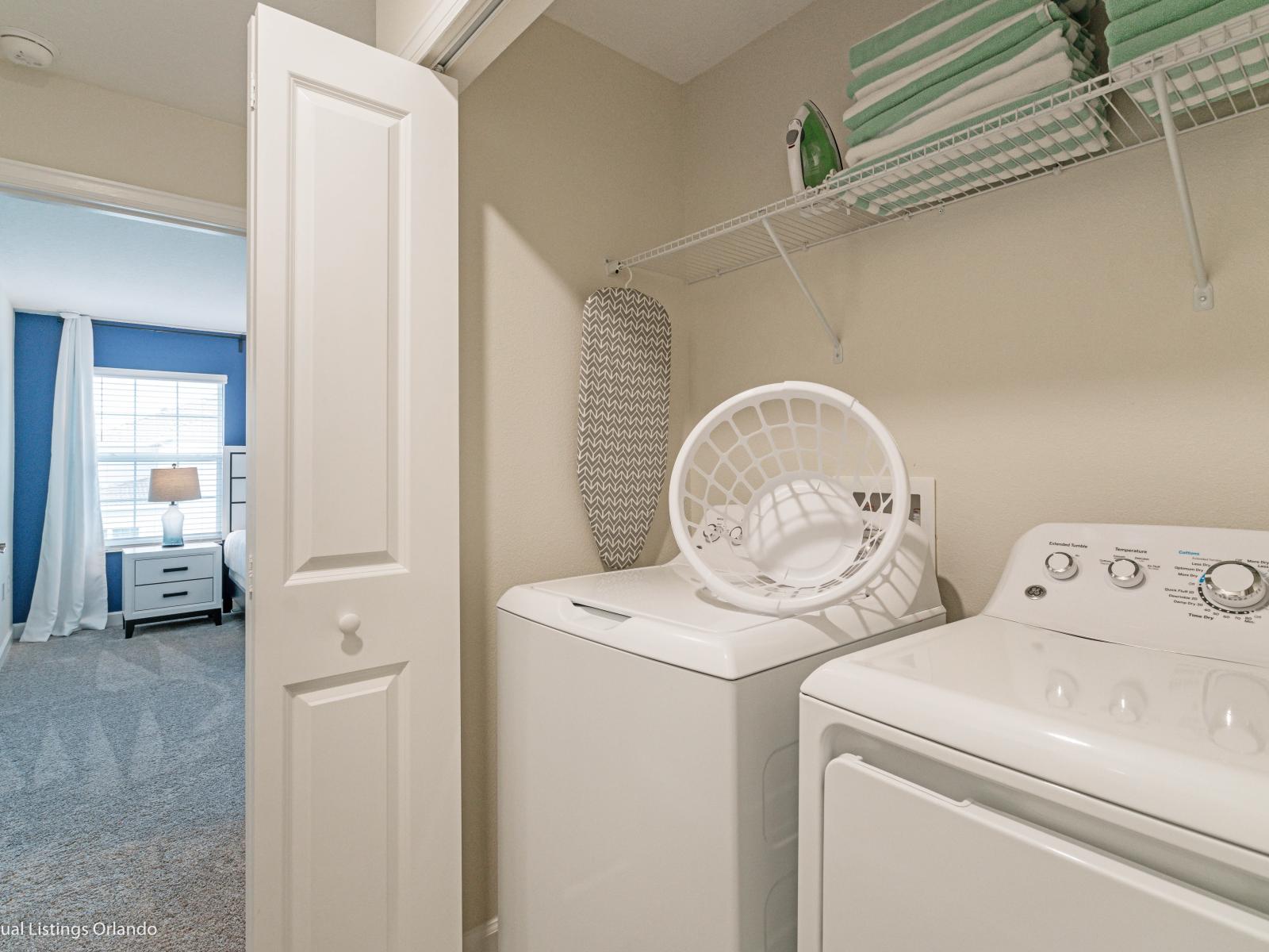 Laundry Area of the Townhouse in Kissimmee Florida - Take advantage of modern laundry facilities - Making it easy for you to keep your wardrobe in top condition