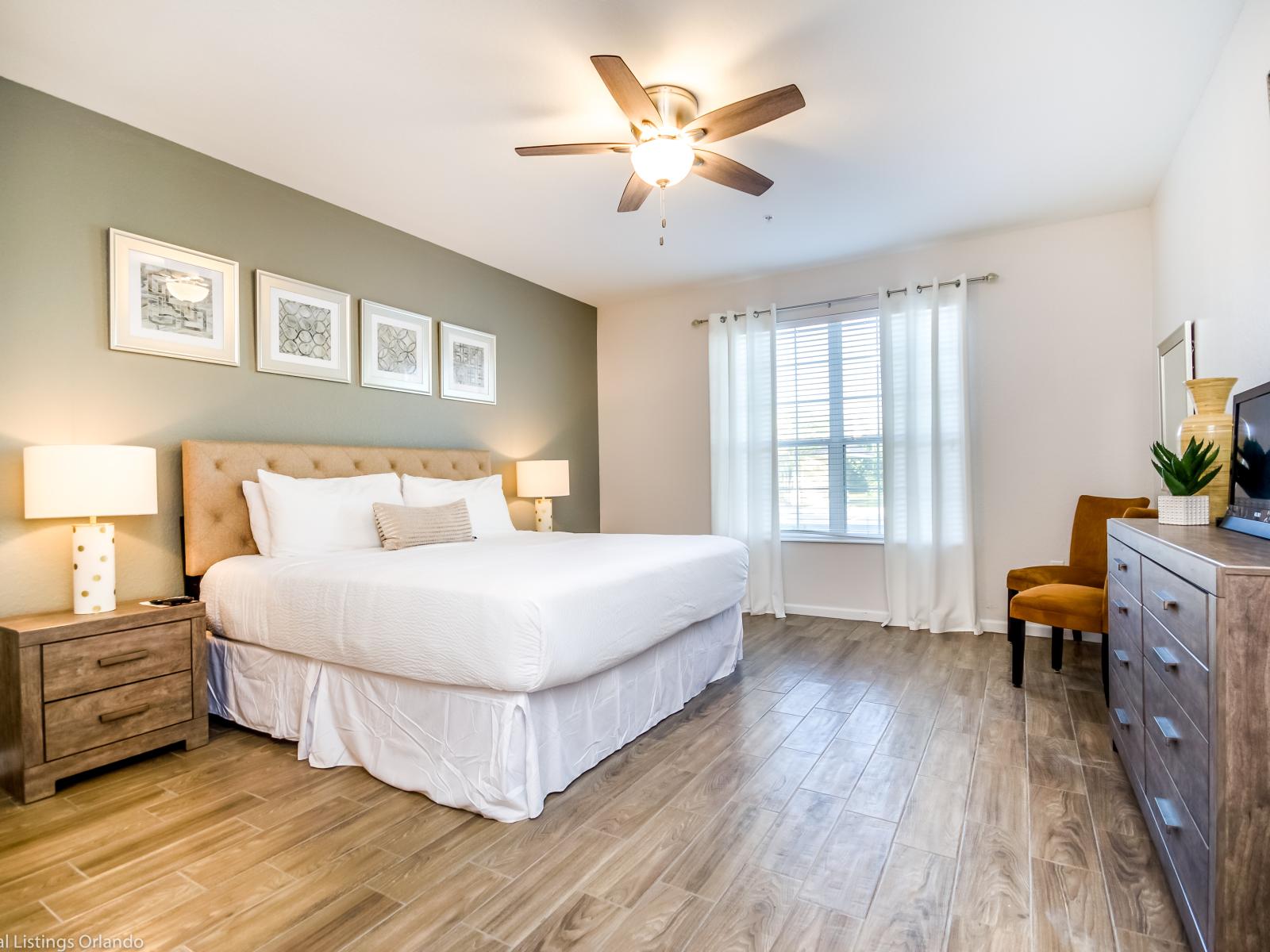 This cozy bedroom- where every detail whispers of comfort and relaxation, offering a haven for restful nights and rejuvenating mornings.