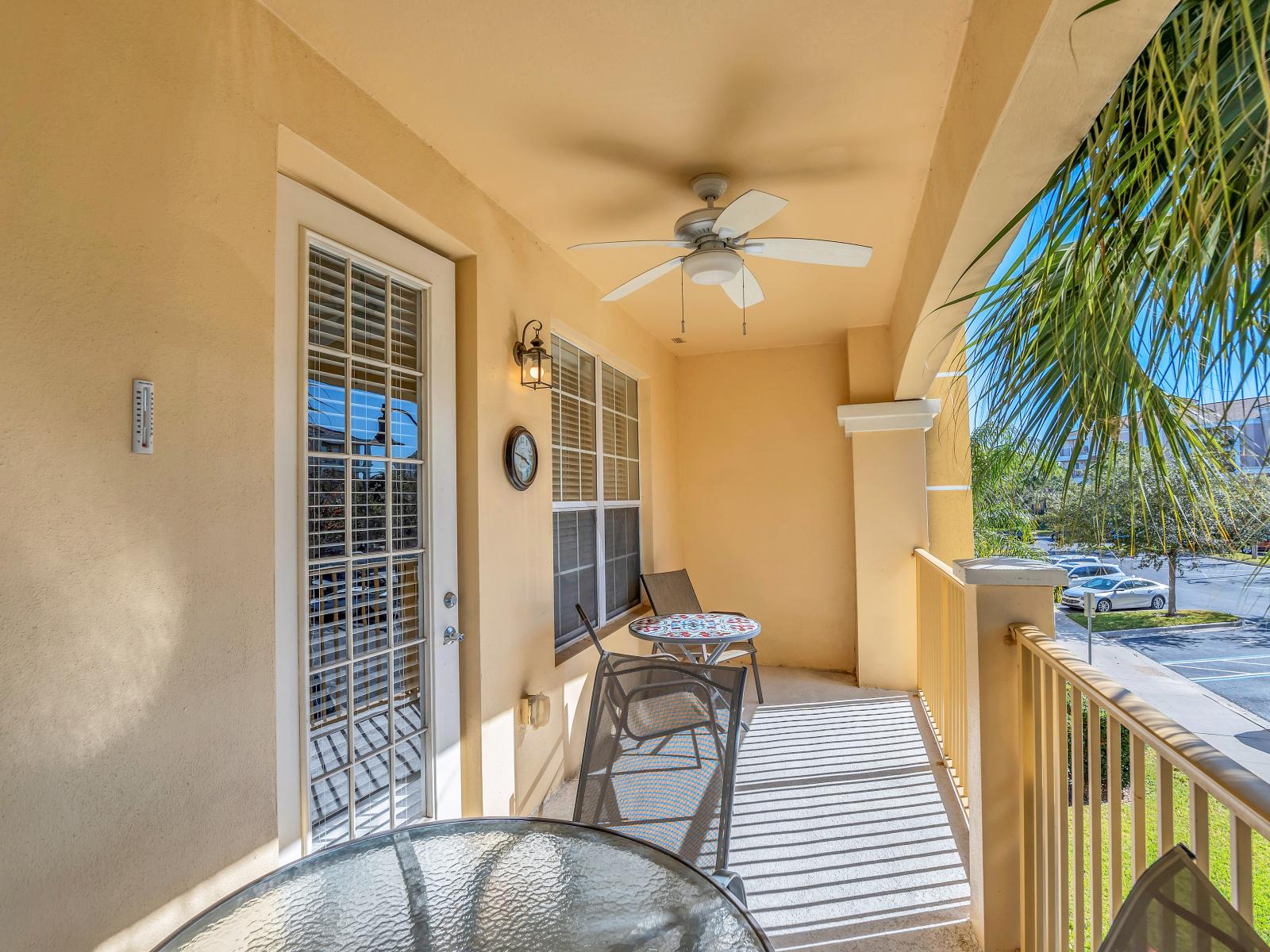 Step out onto this balcony and immerse yourself in the vibrant atmosphere of Vista Cay Resort.