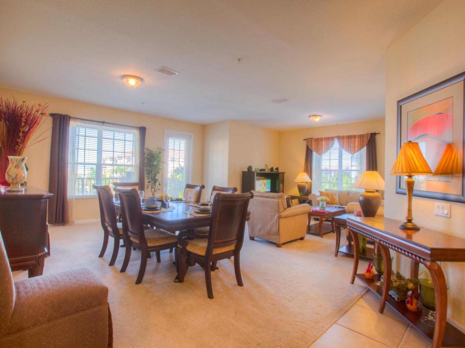 Embrace the Charm of Wooden Furnishings in Our Dining and Living Area.