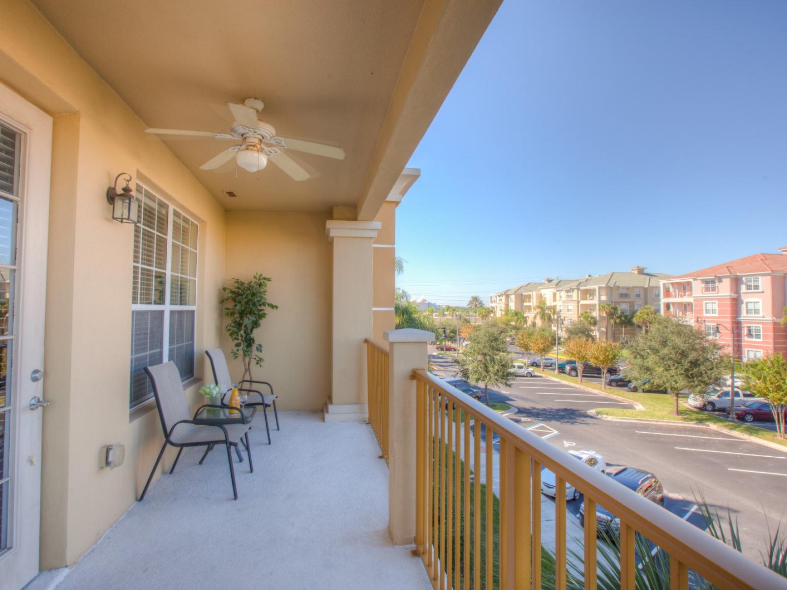 Enjoy the breathtaking view from the living room balcony, where tranquility meets panoramic beauty.