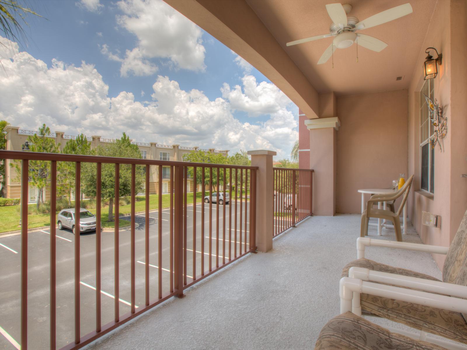 Step onto the balcony with outdoor sitting space , where guests are embraced by the charm of outdoor living amidst panoramic views and gentle breezes, creating the perfect setting for relaxation and memorable moments.