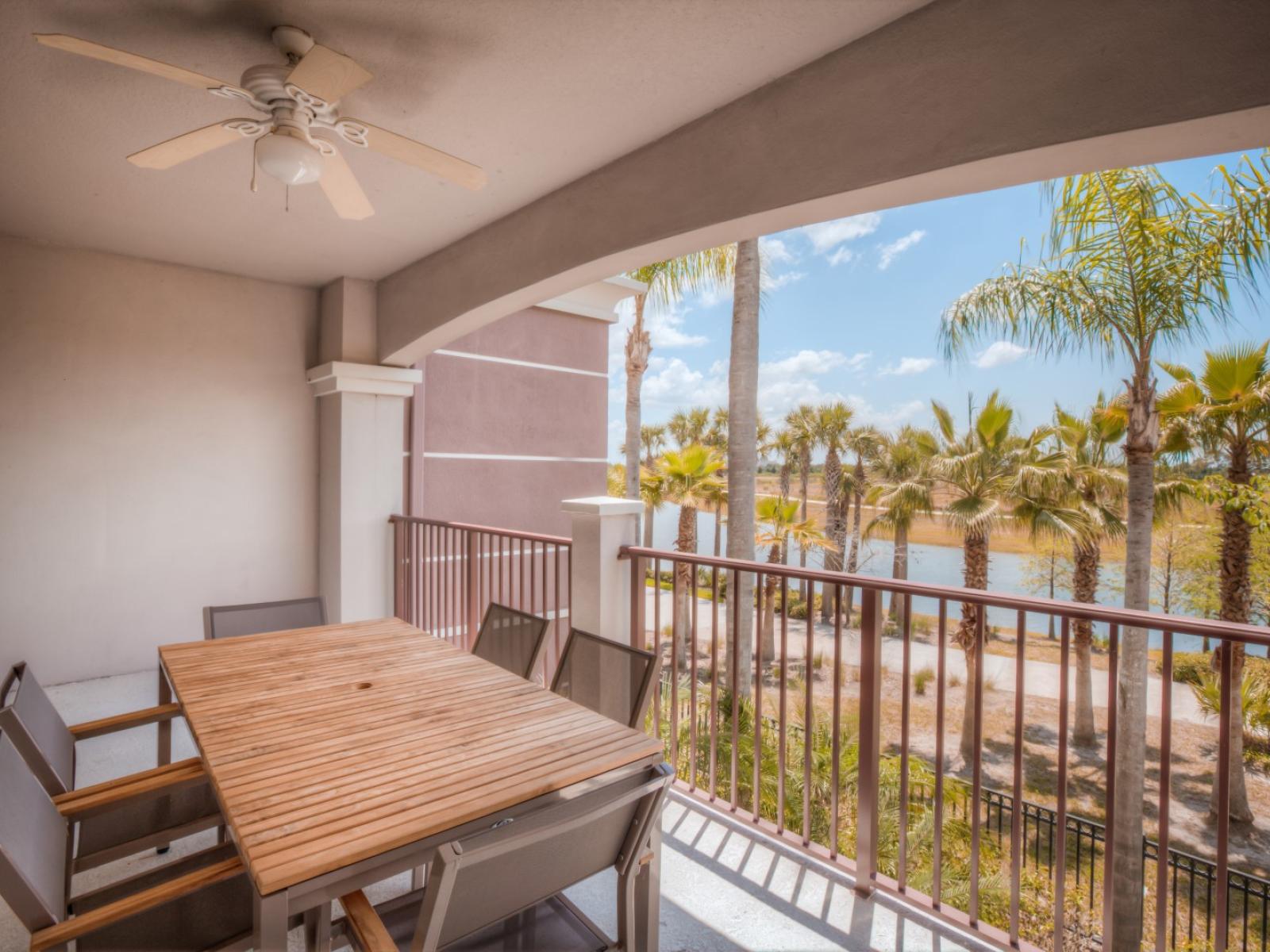 Al Fresco Delights Await: The outdoor table at Vista Cay Resort's terrace beckons with promises of memorable meals and captivating conversations amidst the enchanting ambiance of the outdoors.