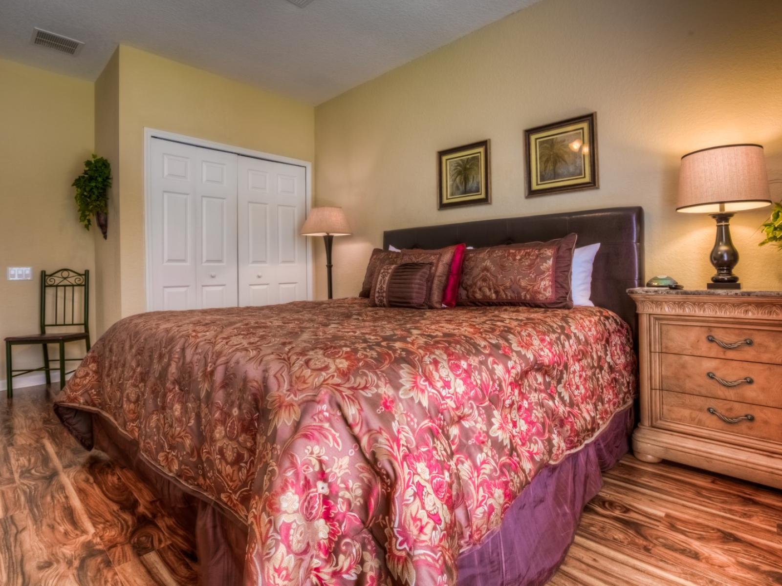 This bright and clean bedroom could be your peaceful refuge.