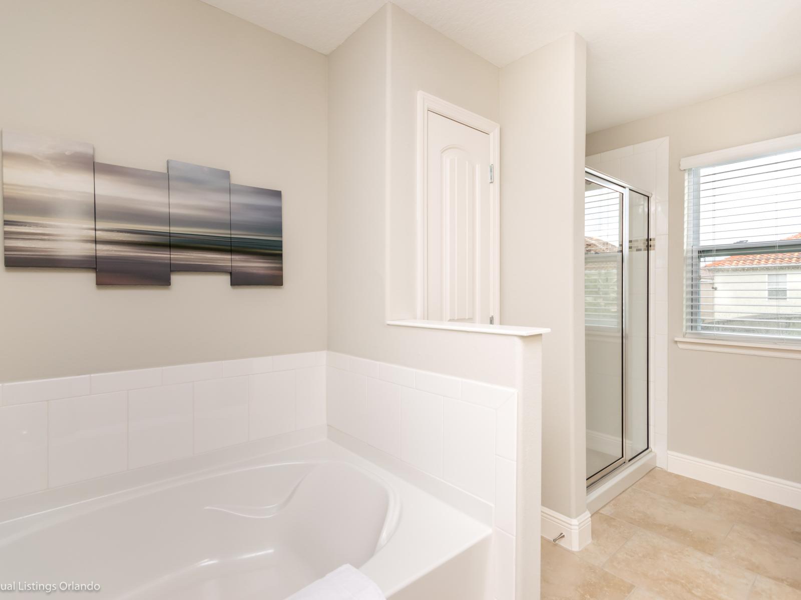 Start your day refreshed and rejuvenated in our modern and inviting bathroom space