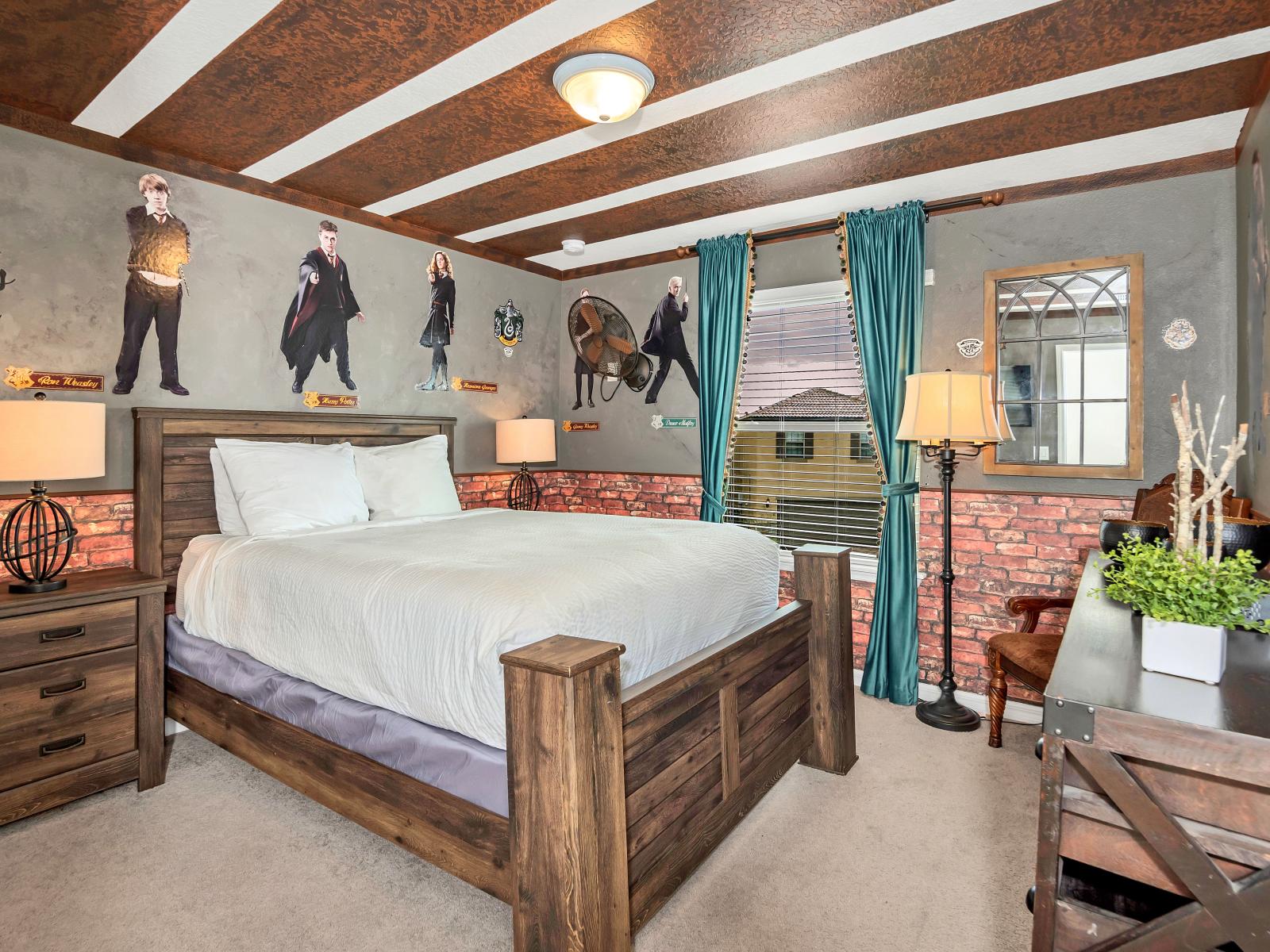 Harry Potter themed bedroom of the home in Davenport Florida - Sleep like a wizard in Harry Potter inspired bedroom with plush double bed - Immerse yourself in the wizarding world -  A Retreat for fans of all ages