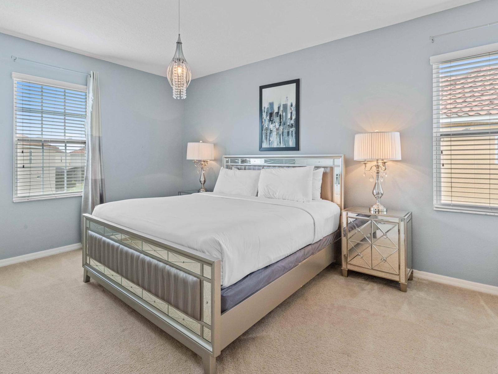 Relax in comfort and privacy – Bedroom 7 features a queen-size bed and its own ensuite.