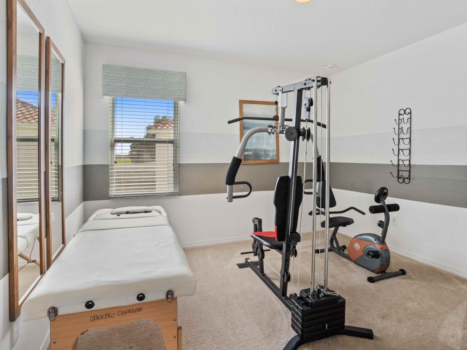 Break a sweat without stepping outside – the ultimate convenience of a private gym.