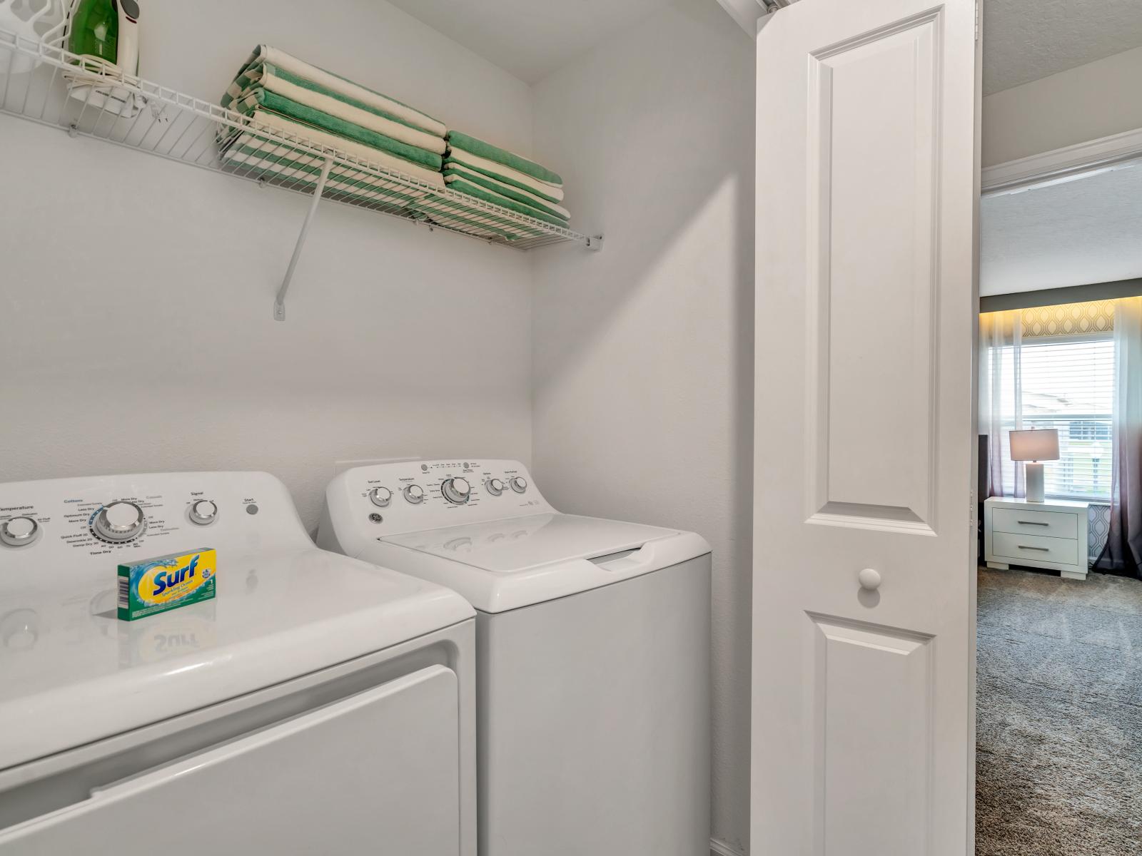 Convenient Laundry Area of the Townhouse in Kissimmee Florida - This dream vacation home has laundry facilities including a washer and dryer - Comfort at you fingertips