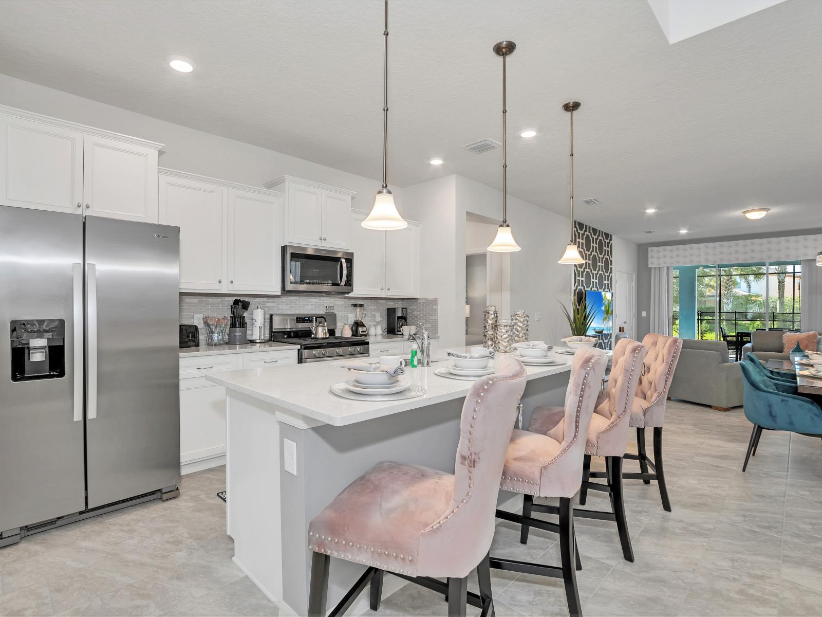 Polished Kitchen of the Apartment in Davenport Florida - Fully Equipped - Ample storage space for organized and clutter-free counters - Smart use of space with versatile storage solutions - Thoughtful placement of kitchen essentials for easy access