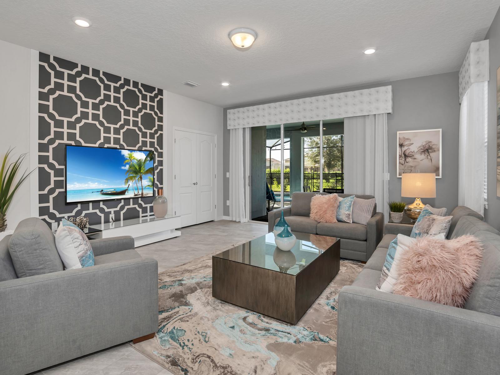 Alluring Living Area of the Apartment in Davenport Florida - Smart use of space with multifunctional furniture for a beautiful environment - Open-concept living area seamlessly connected to a stylish dining space - Smart TV and Netflix - Comfy Sofa