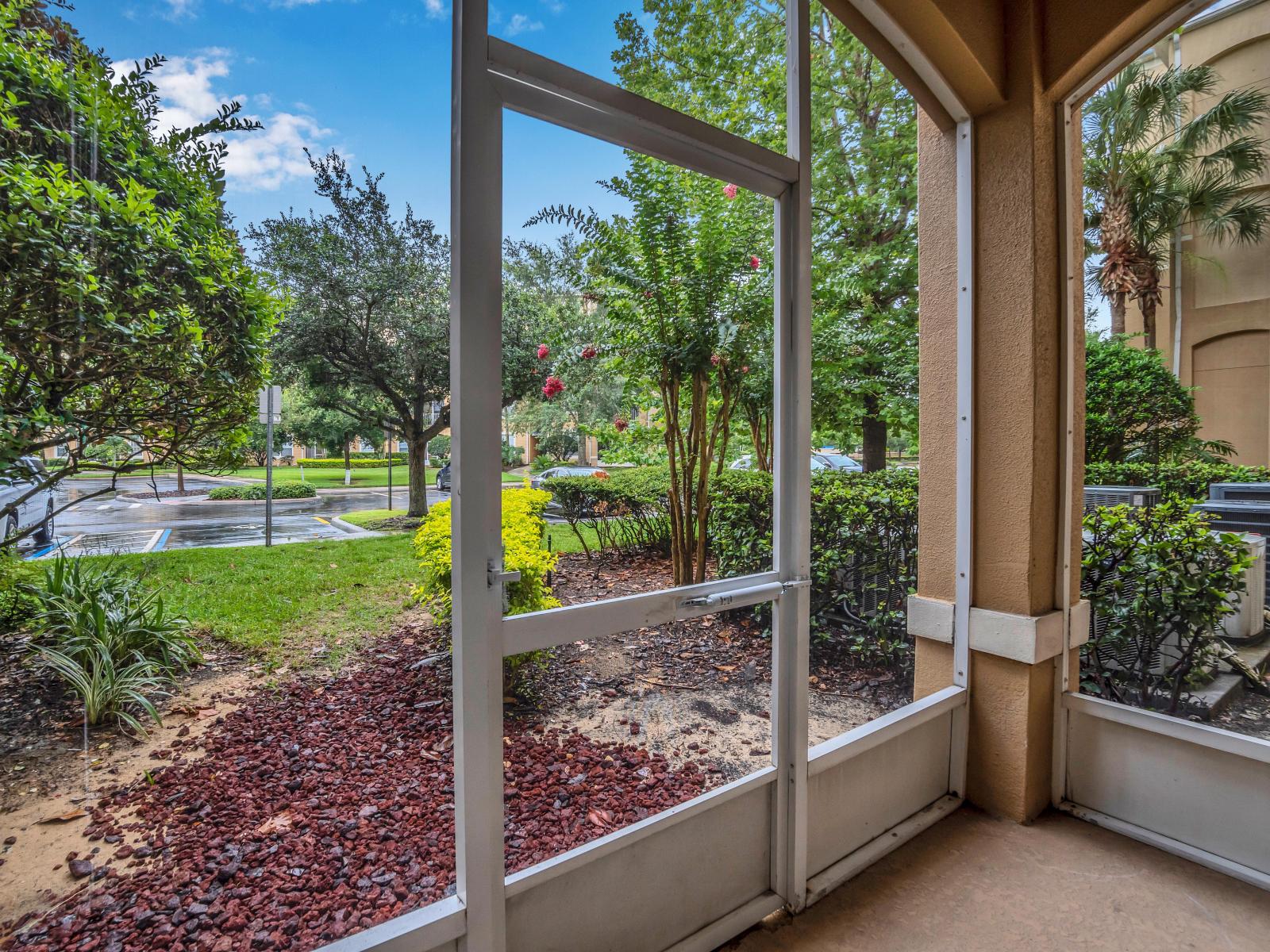 Nice patio with seating area and view