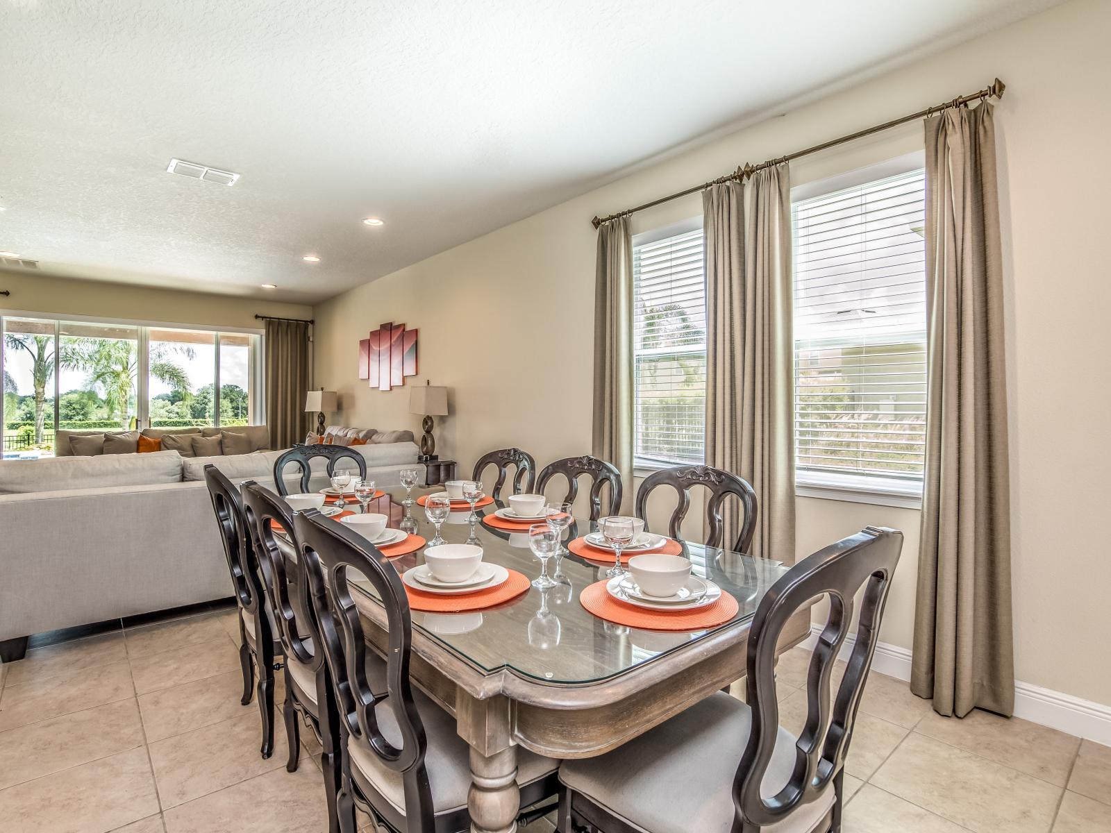 Swish Dining Area of the Home in Kissimmee Florida - Experience the convenience of a dining area next to the living space - Culinary delights meet the comfort of inviting lounge - 8 Persons Dining