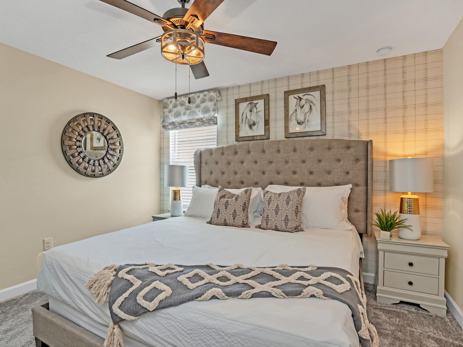 Deluxe Bedroom of the Home in Reunion Florida - Serene retreat designed for ultimate relaxation - Elegant Decor - Luxurious bedding for a restful night's sleep