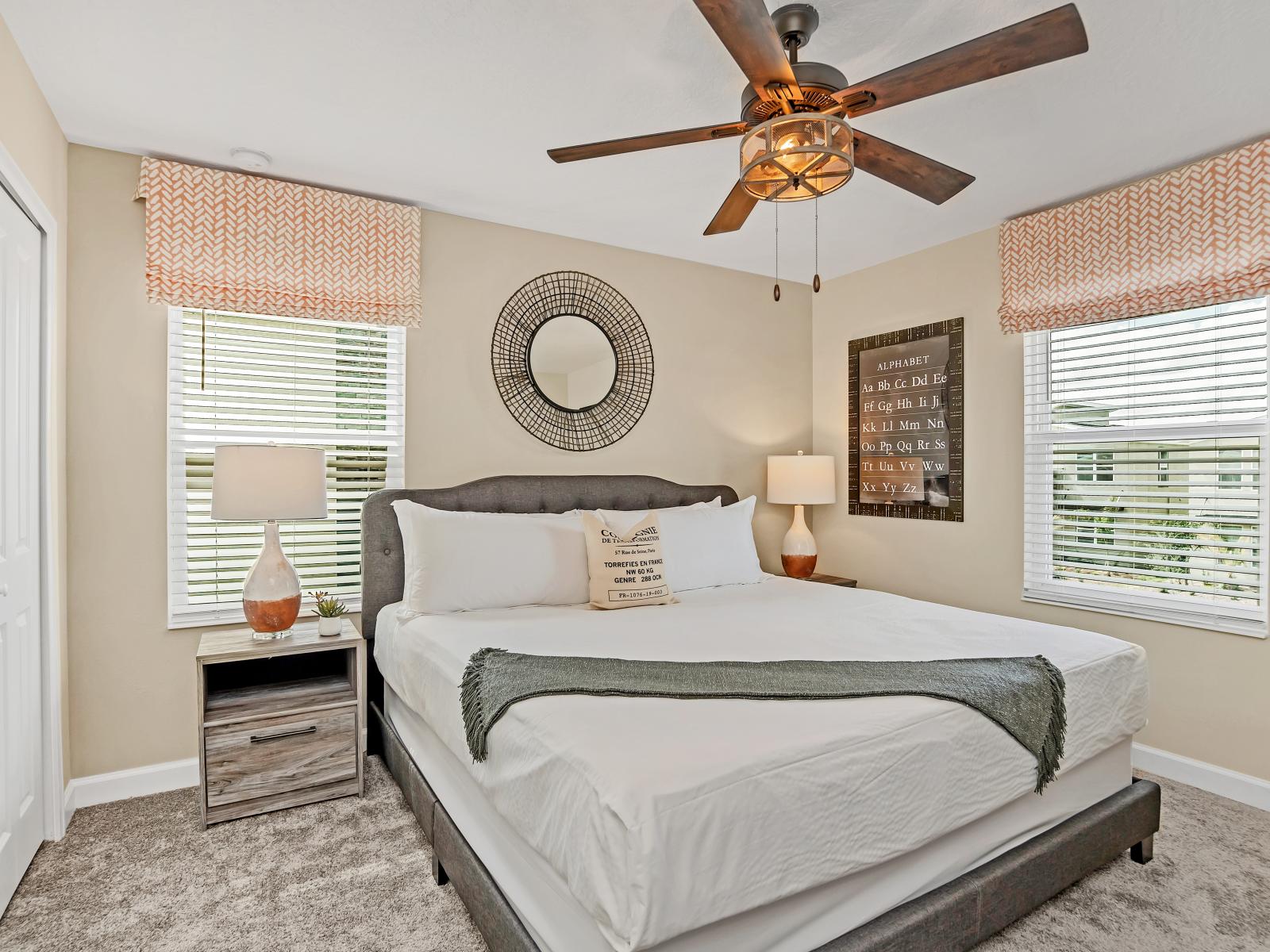 Comfy Bedroom of the Home in Reunion Florida - Inviting ambiance - Haven of relaxation, promising an unforgettable stay - Elegantly decorated space with a neutral color palette for a timeless appeal