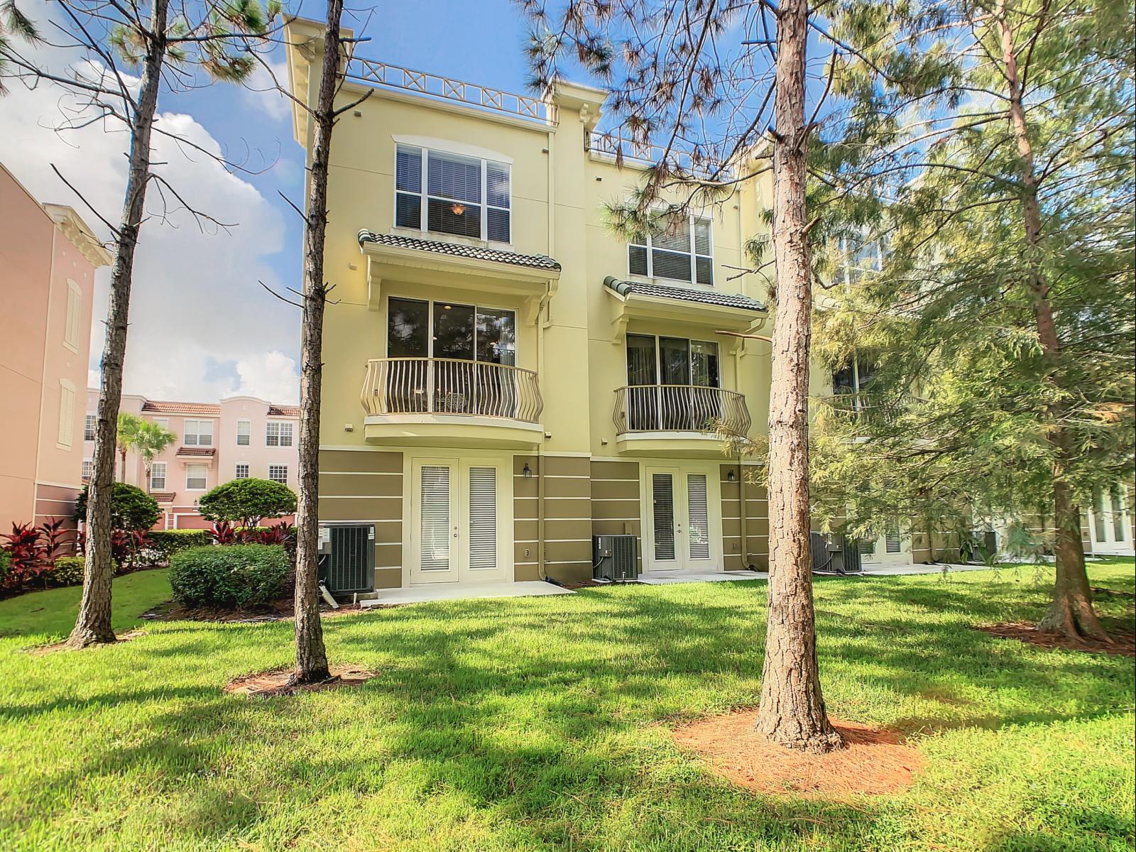 Step into tranquility with the peaceful retreat offered by the backyard of this home.