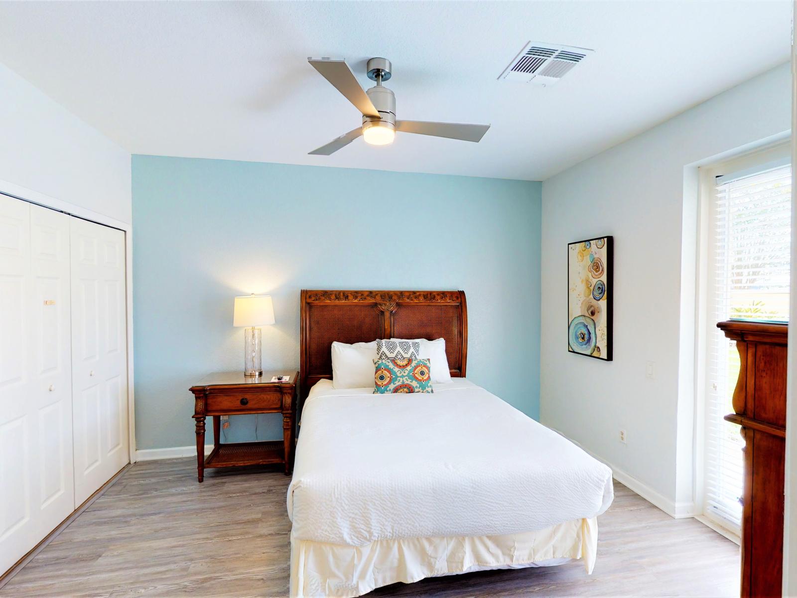 This bedroom has a  refined furnishings and tasteful decor, this space exudes sophistication, offering a serene sanctuary for rest and relaxation.