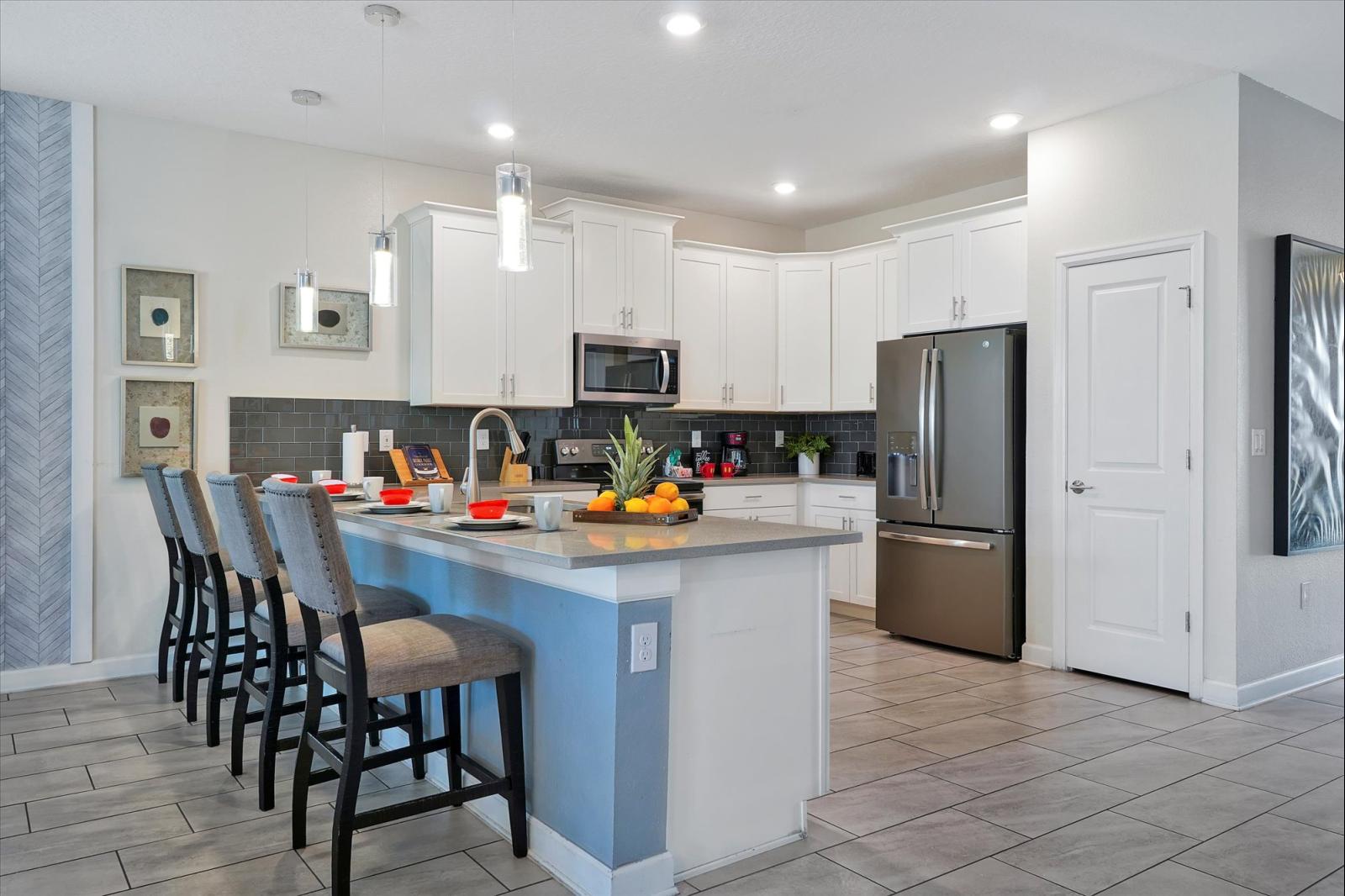 Stainless steel appliances and plenty of counterspace