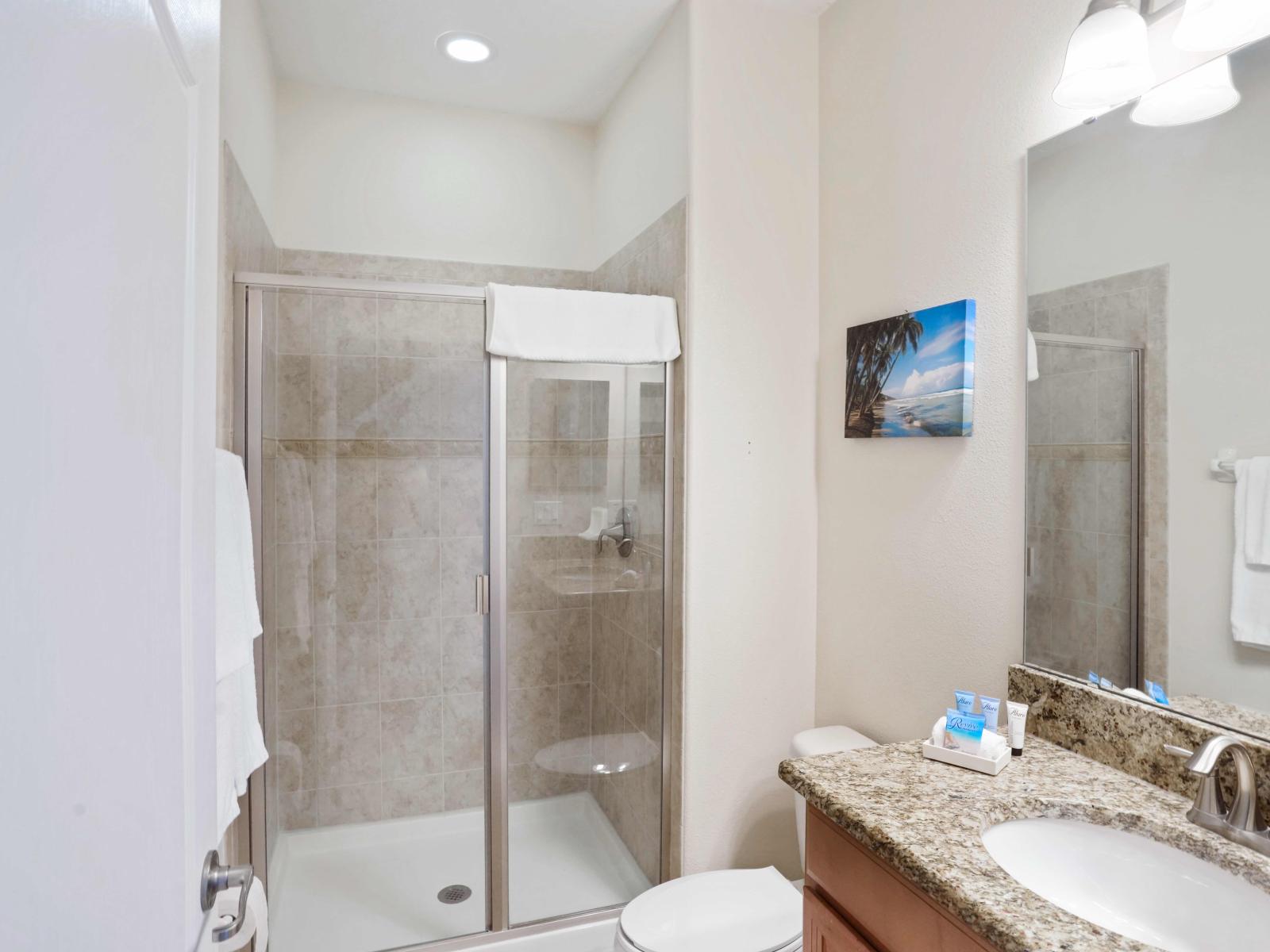 Soothing Retreat: Unwind and Refresh in Our Full Bathroom Retreat, Where Every Detail Invites Relaxation and Comfort.