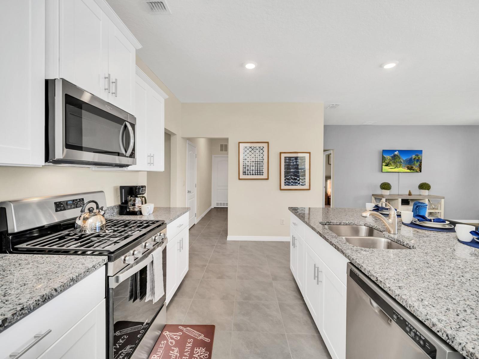 Nothing brings people together like good food so make sure to utilize this lovely modern kitchen.