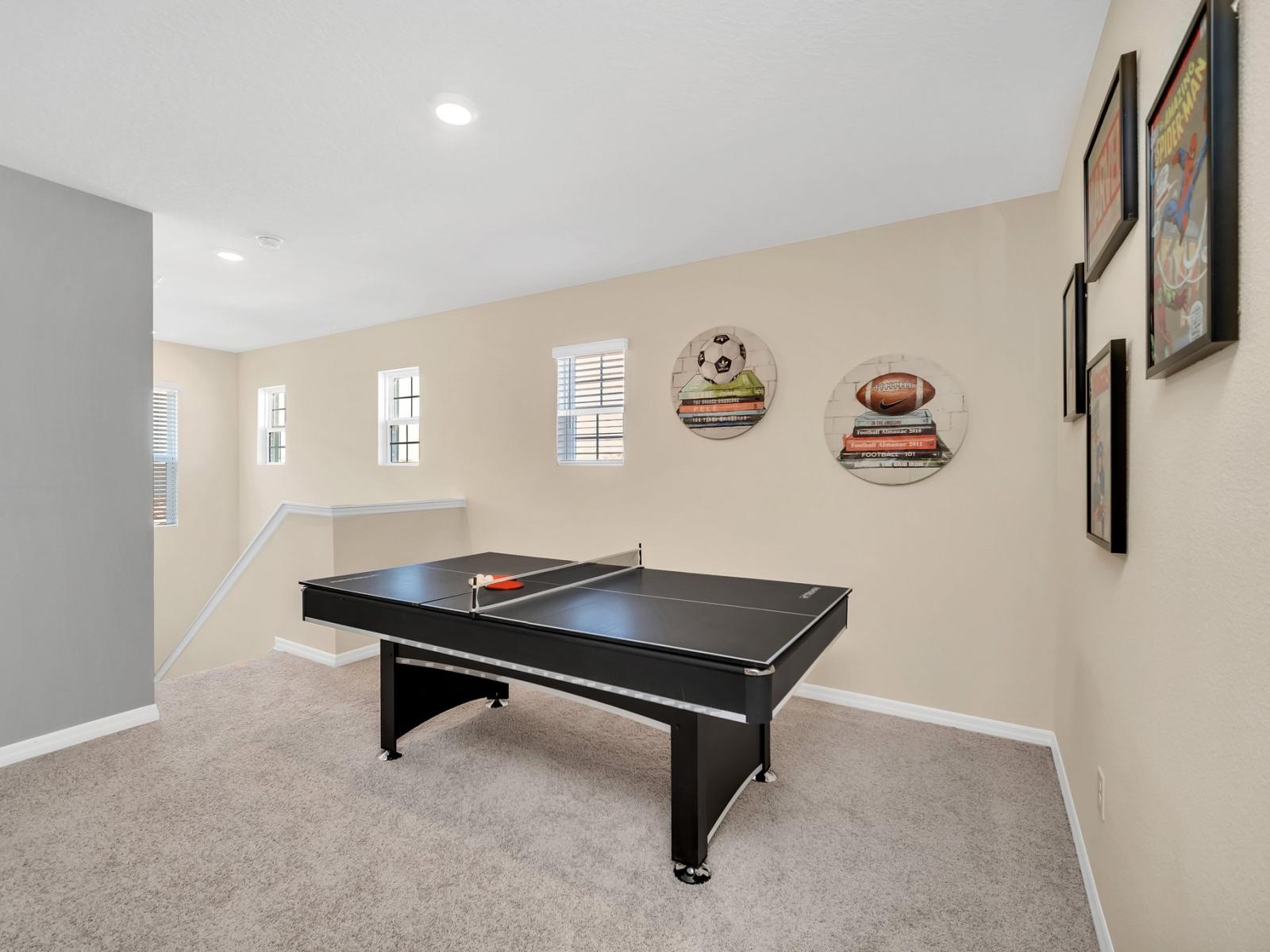 Bring the entire family together for endless hours of fun in this incredibly relaxing table tennis area, promising countless enjoyable moments during your dream vacation!