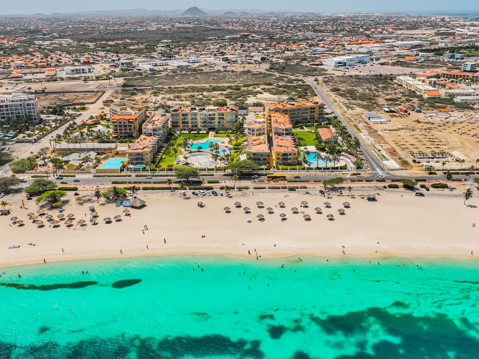 Experience the breathtaking beauty of Eagle Beach right at your doorstep. Our condo offers direct access to Aruba's stunning shoreline, perfect for enjoying sun-kissed days and tranquil evenings.